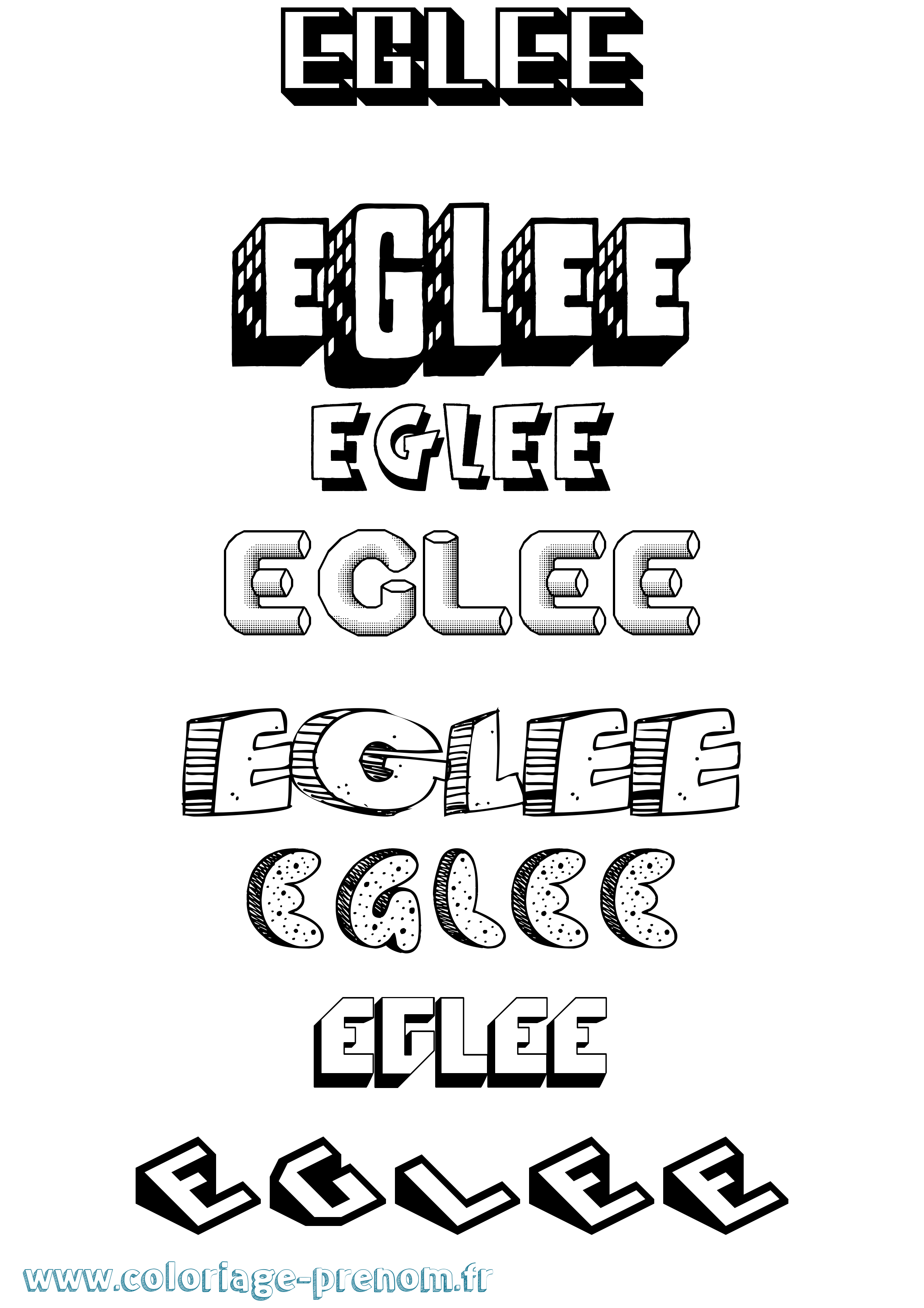 Coloriage Eglee Effet 3D Coloriage prénom Eglee Effet 3D