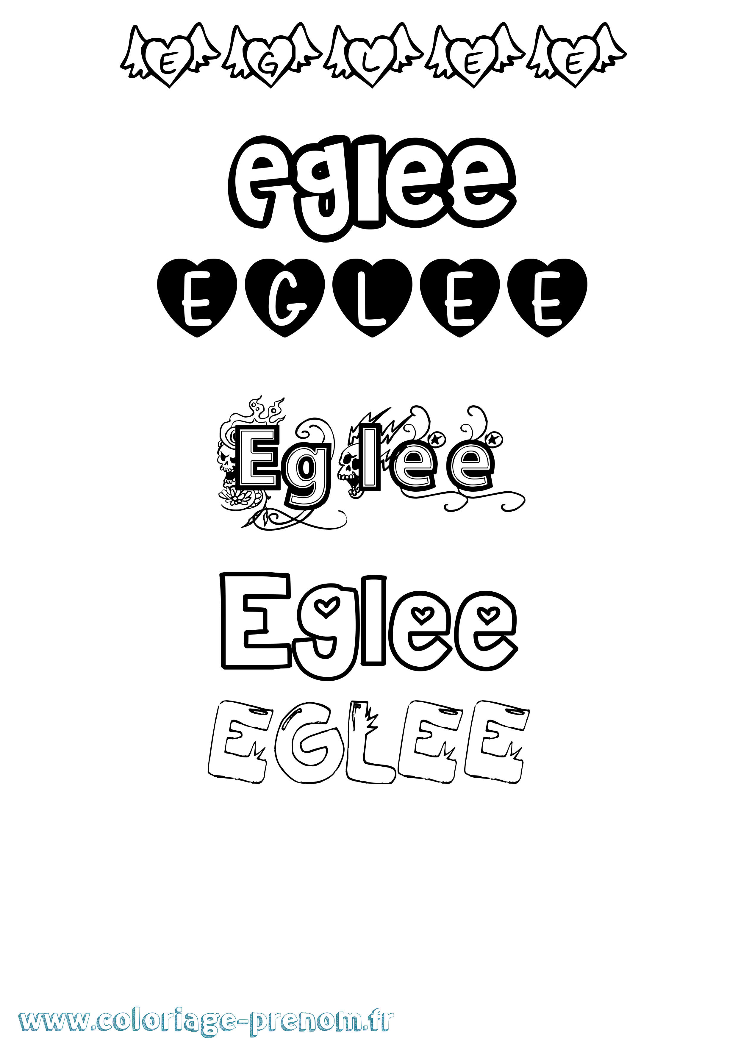 Coloriage Eglee Girly Coloriage prénom Eglee Girly
