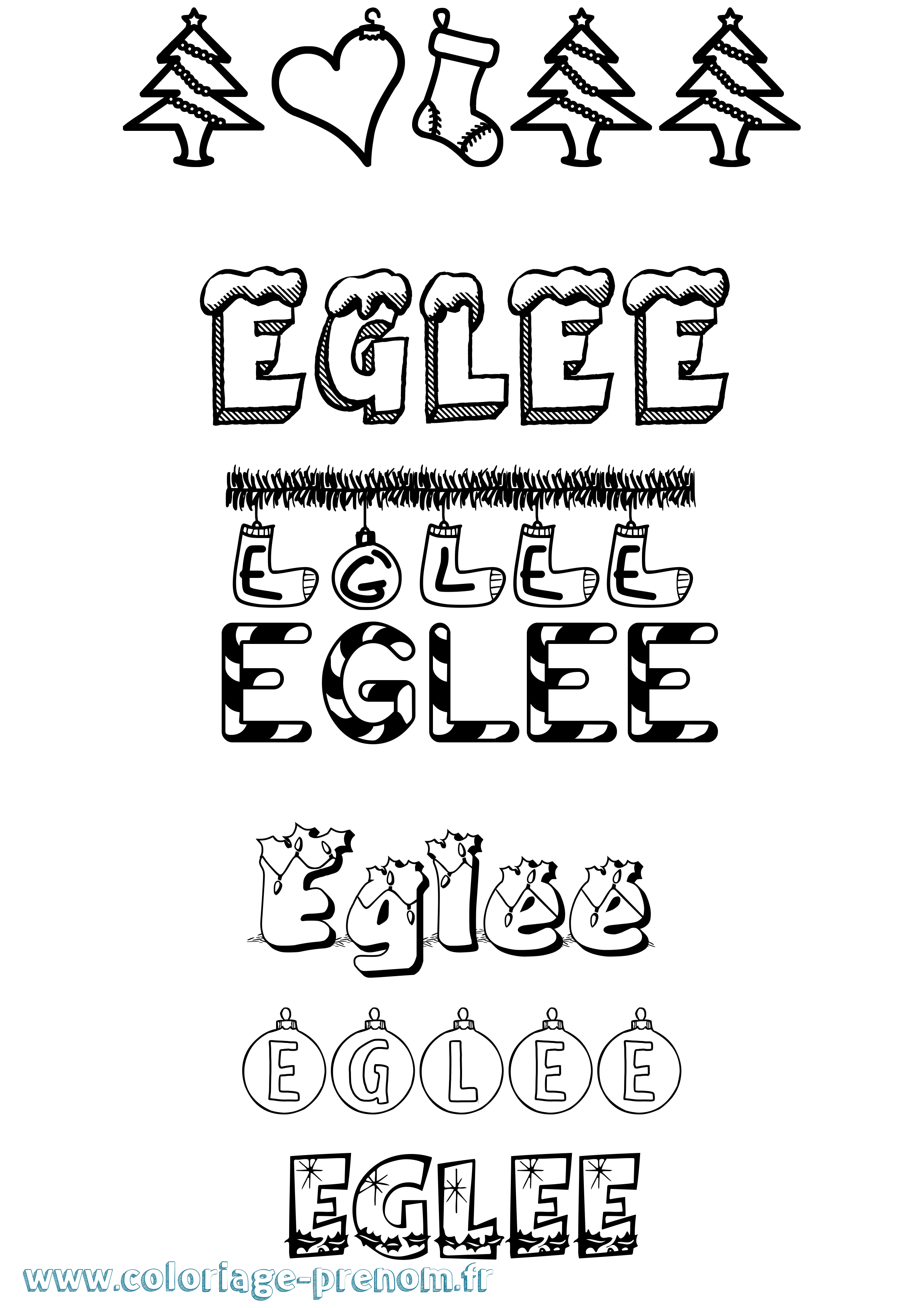 Coloriage Eglee Noël Coloriage prénom Eglee Noël