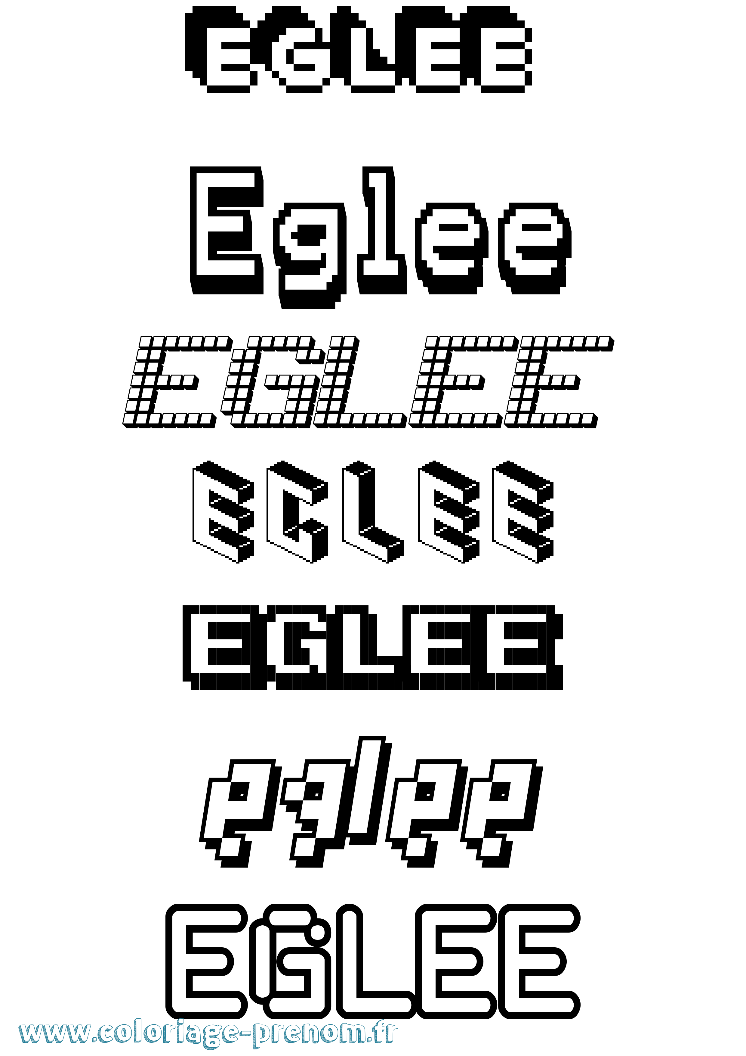Coloriage Eglee Pixel Coloriage prénom Eglee Pixel