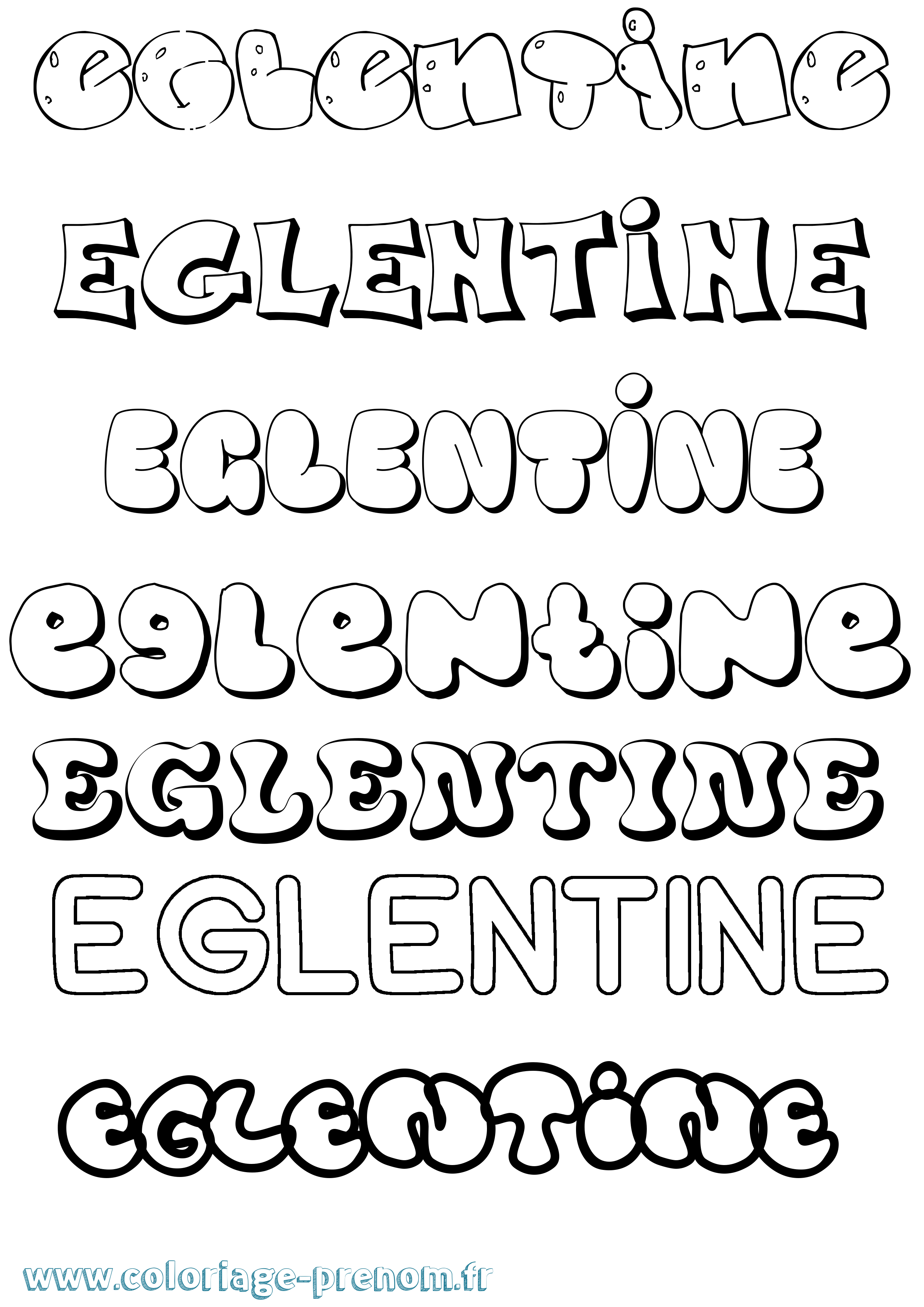 Coloriage Eglentine Bubble Coloriage prénom Eglentine Bubble