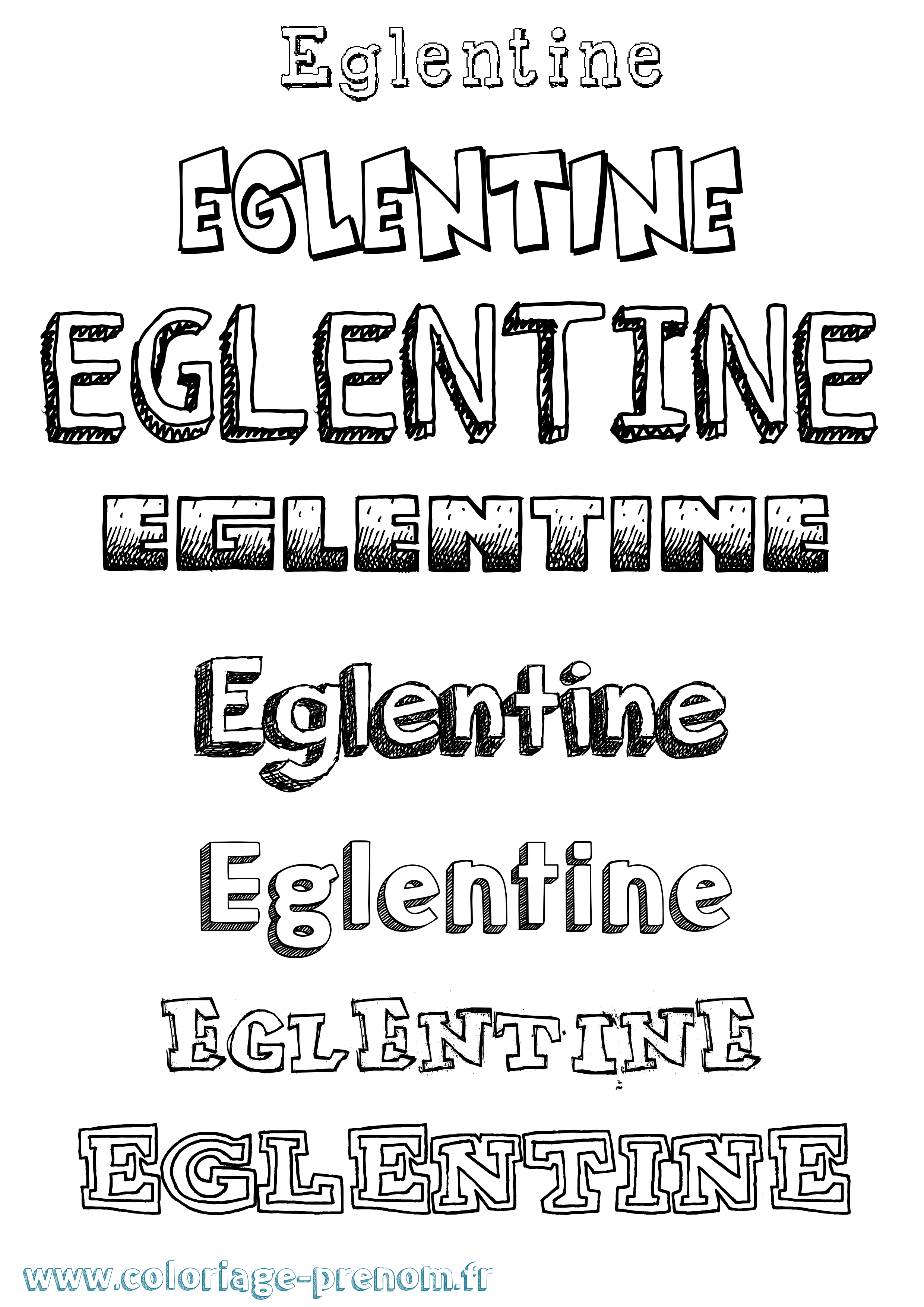 Coloriage Eglentine Dessiné Coloriage prénom Eglentine Dessiné