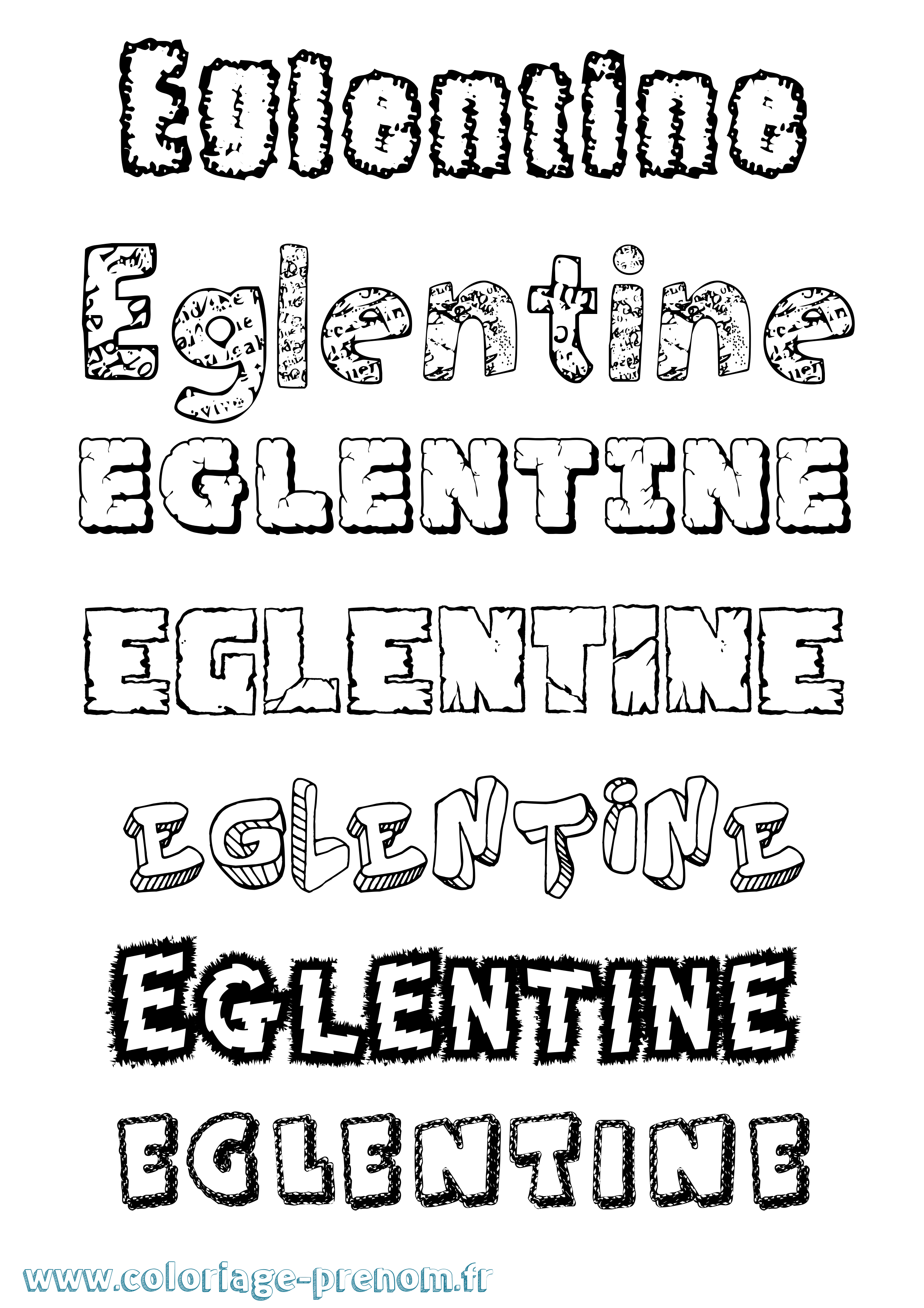 Coloriage Eglentine Destructuré Coloriage prénom Eglentine Destructuré