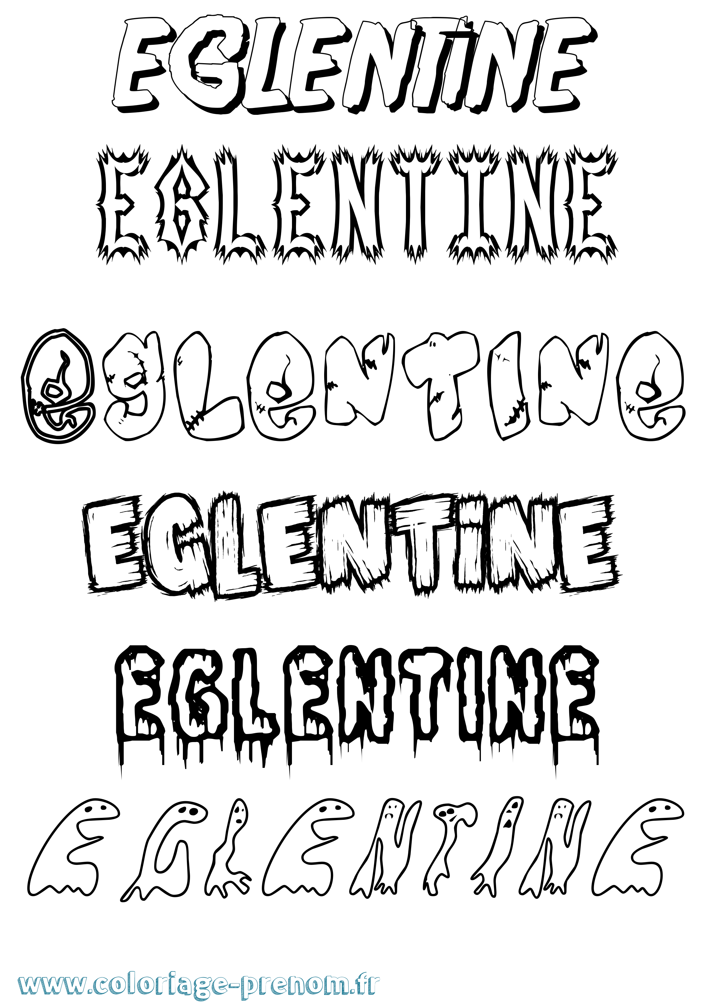 Coloriage Eglentine Frisson Coloriage prénom Eglentine Frisson
