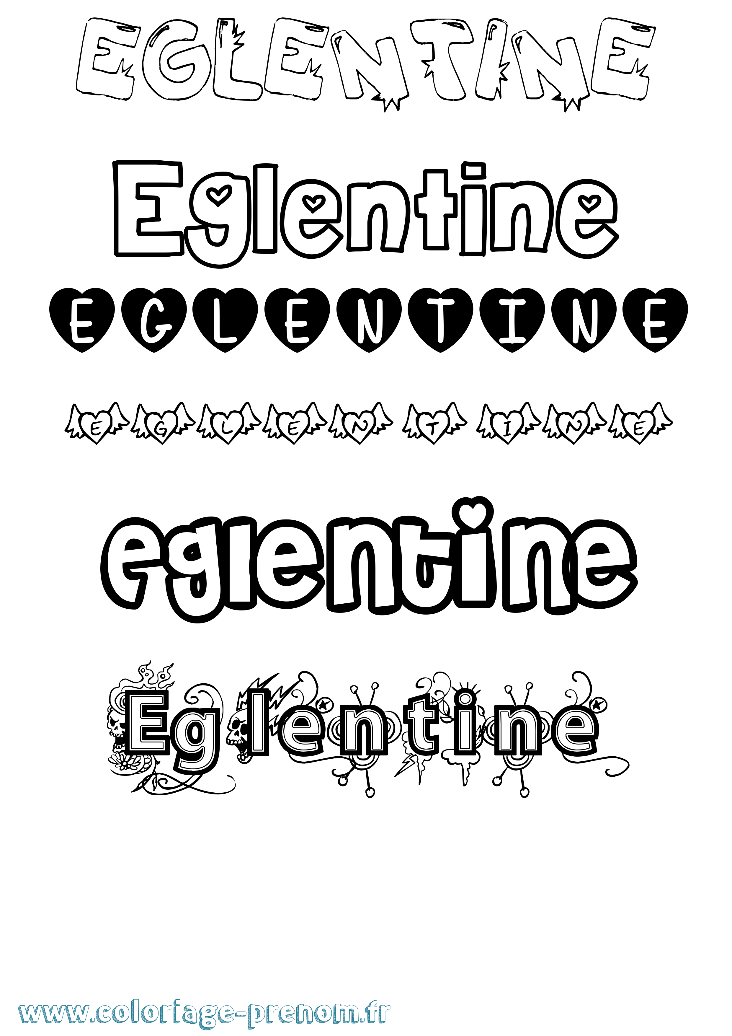 Coloriage Eglentine Girly Coloriage prénom Eglentine Girly
