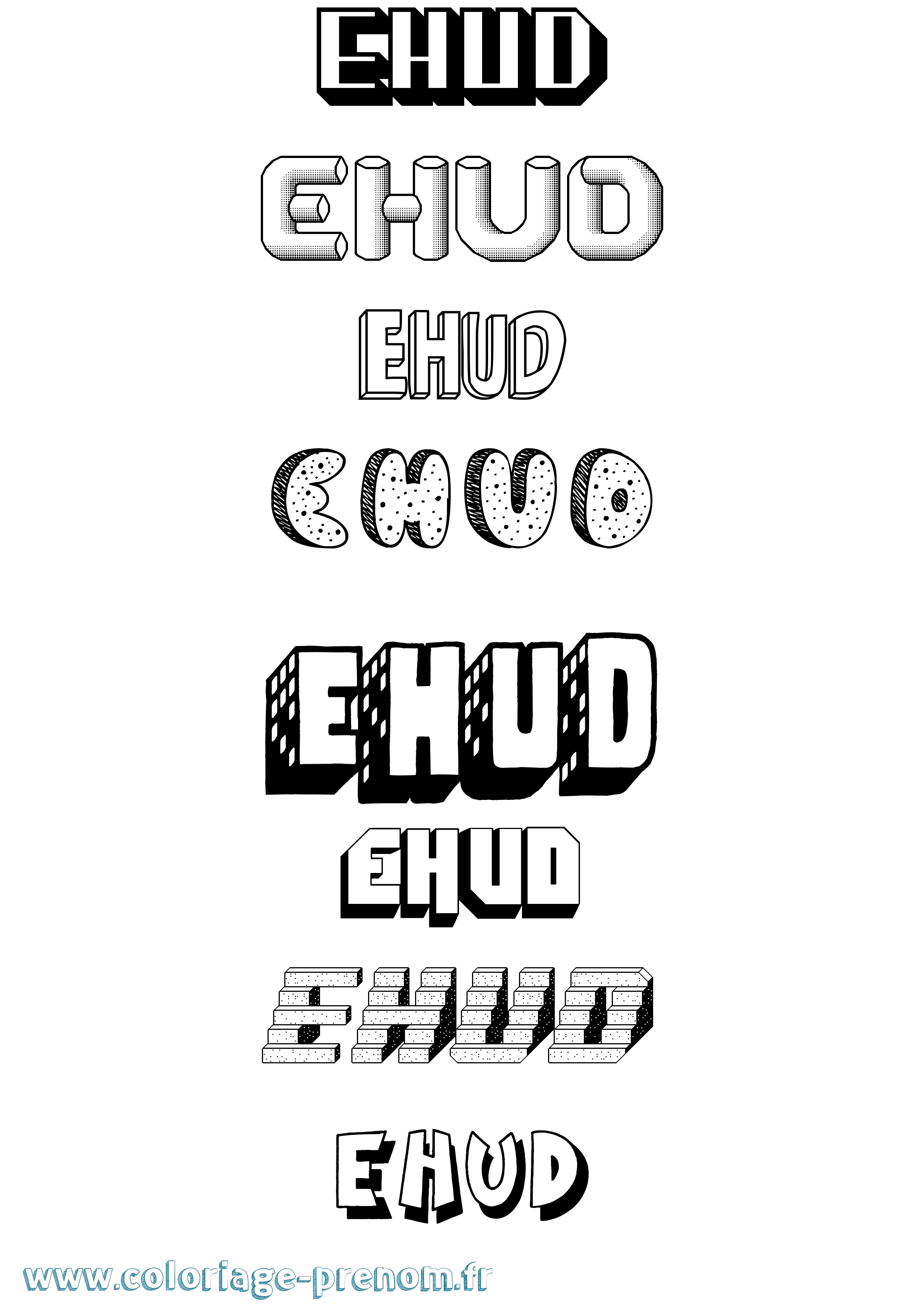 Coloriage Ehud Effet 3D Coloriage prénom Ehud Effet 3D