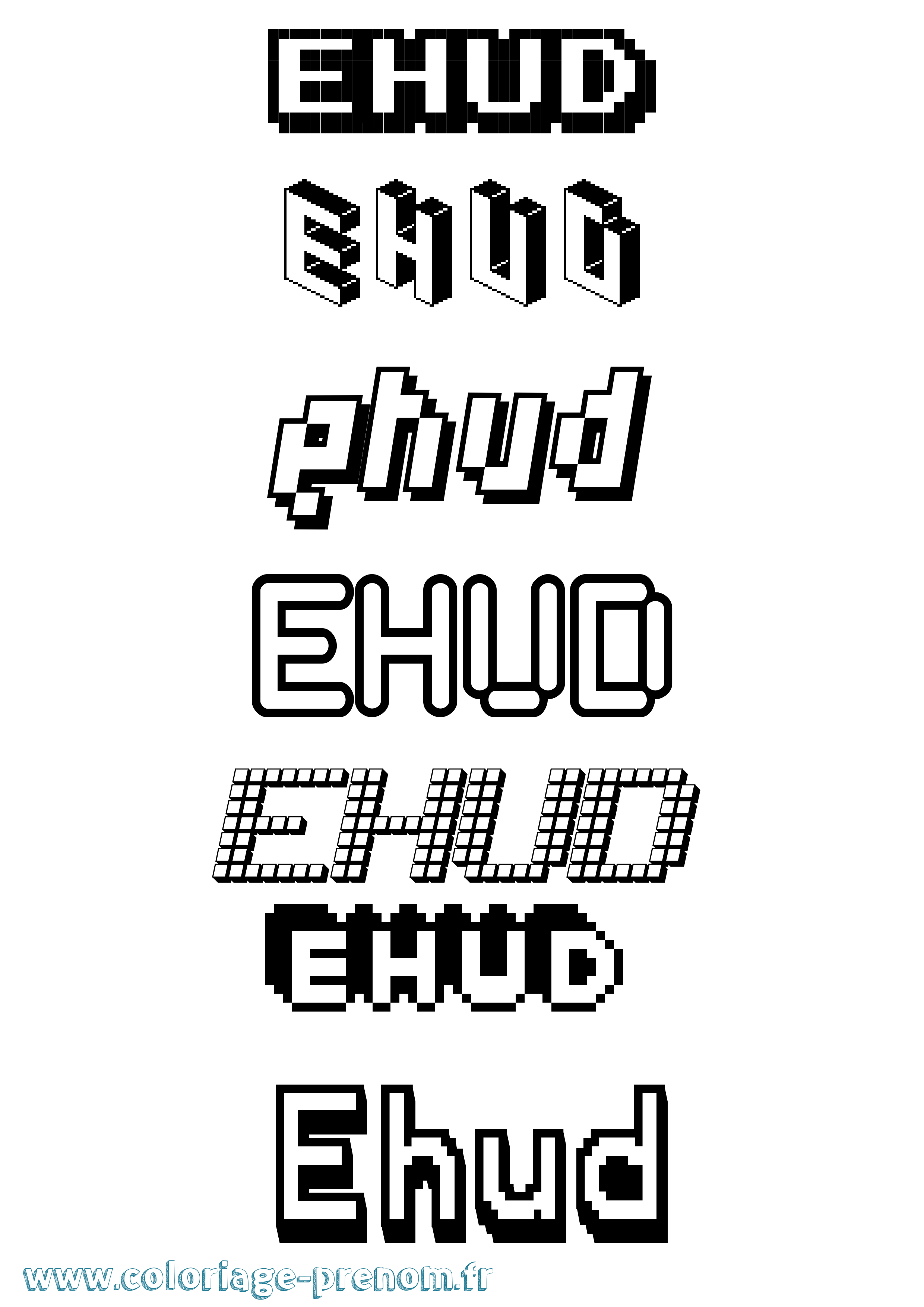 Coloriage Ehud Pixel Coloriage prénom Ehud Pixel
