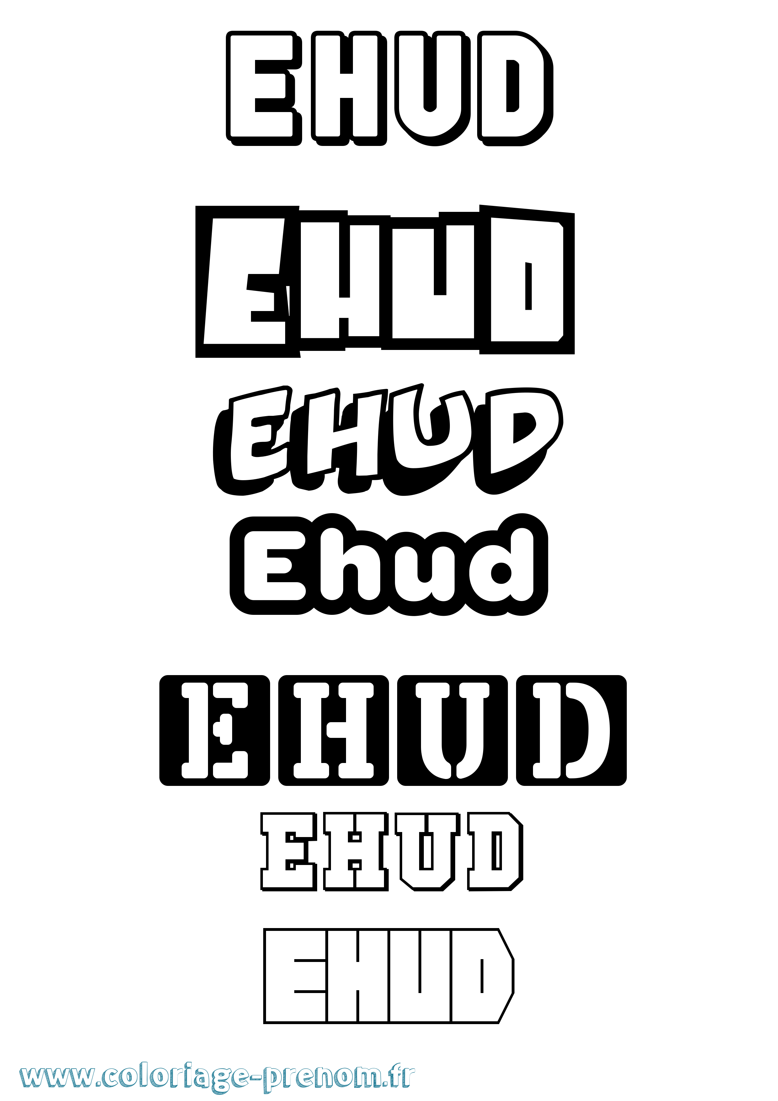 Coloriage Ehud Simple Coloriage prénom Ehud Simple