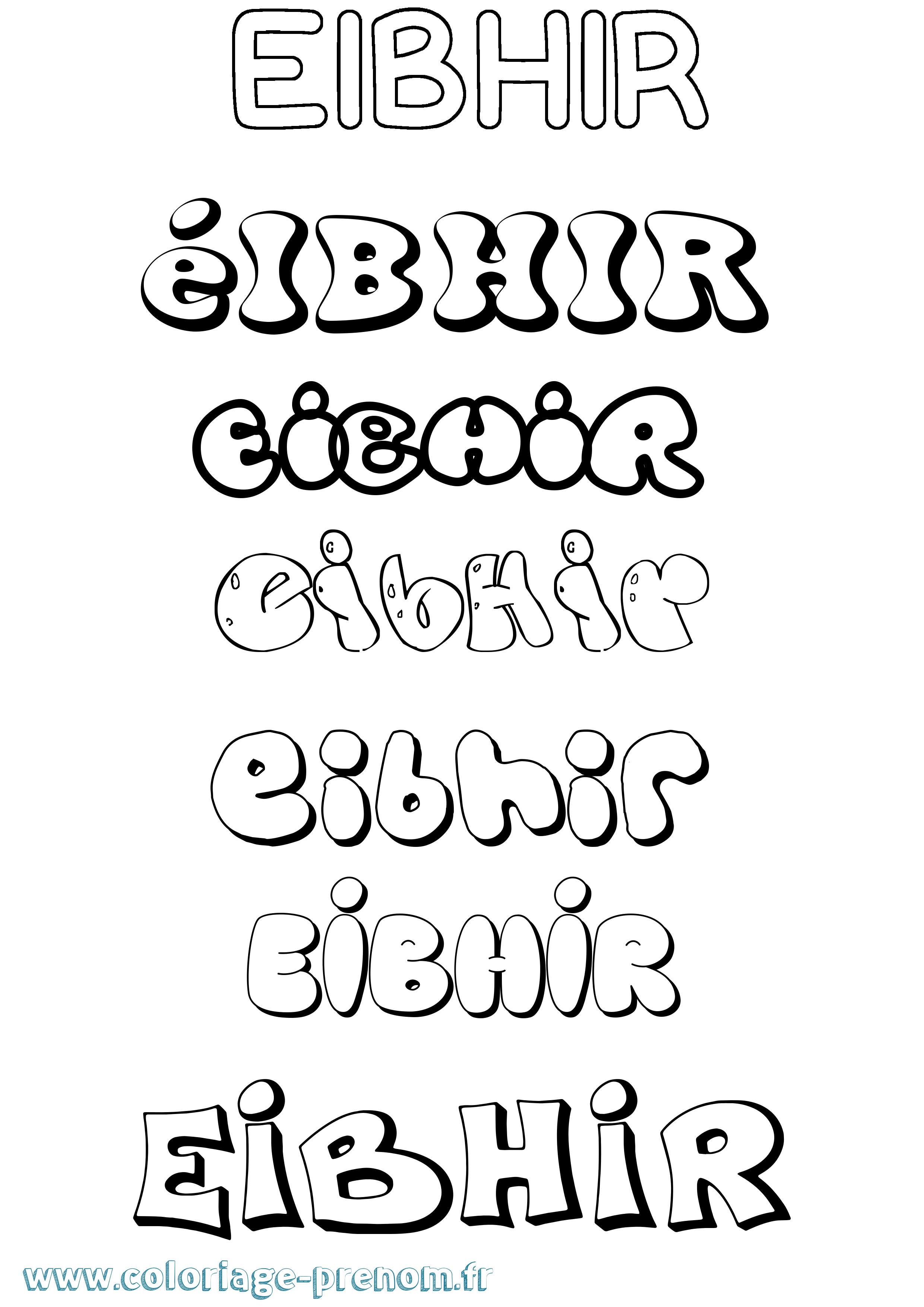 Coloriage Éibhir Bubble Coloriage prénom Éibhir Bubble