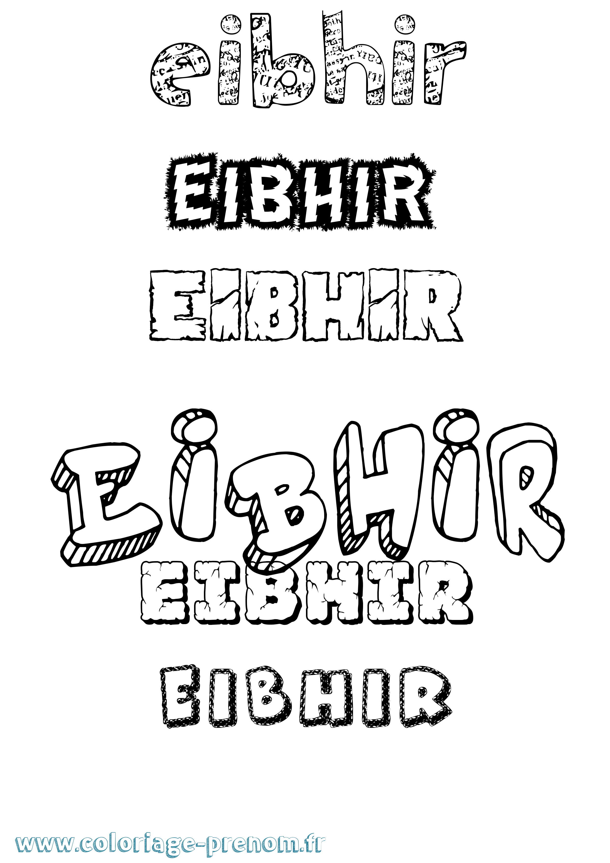 Coloriage Éibhir Destructuré Coloriage prénom Éibhir Destructuré