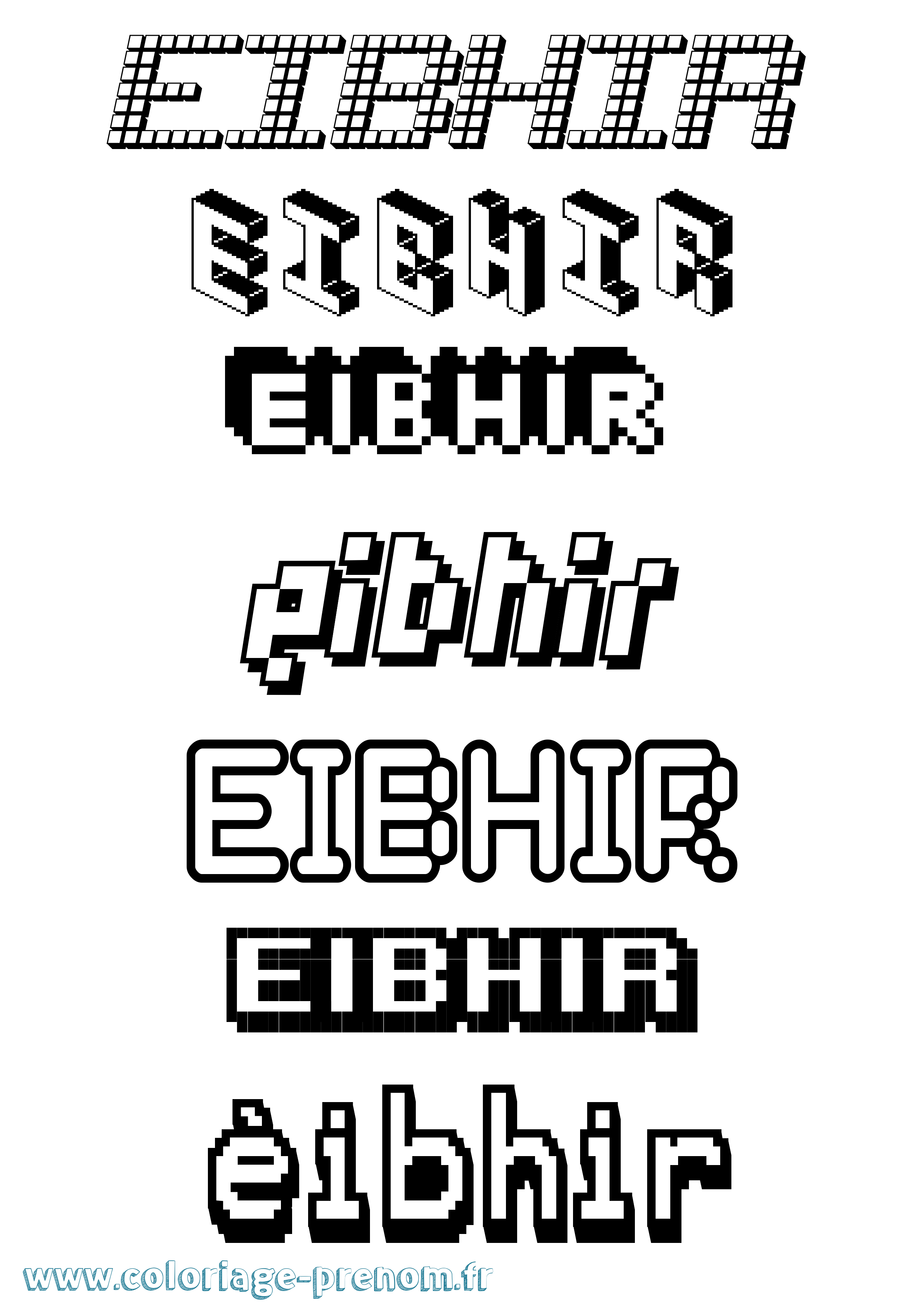 Coloriage Éibhir Pixel Coloriage prénom Éibhir Pixel