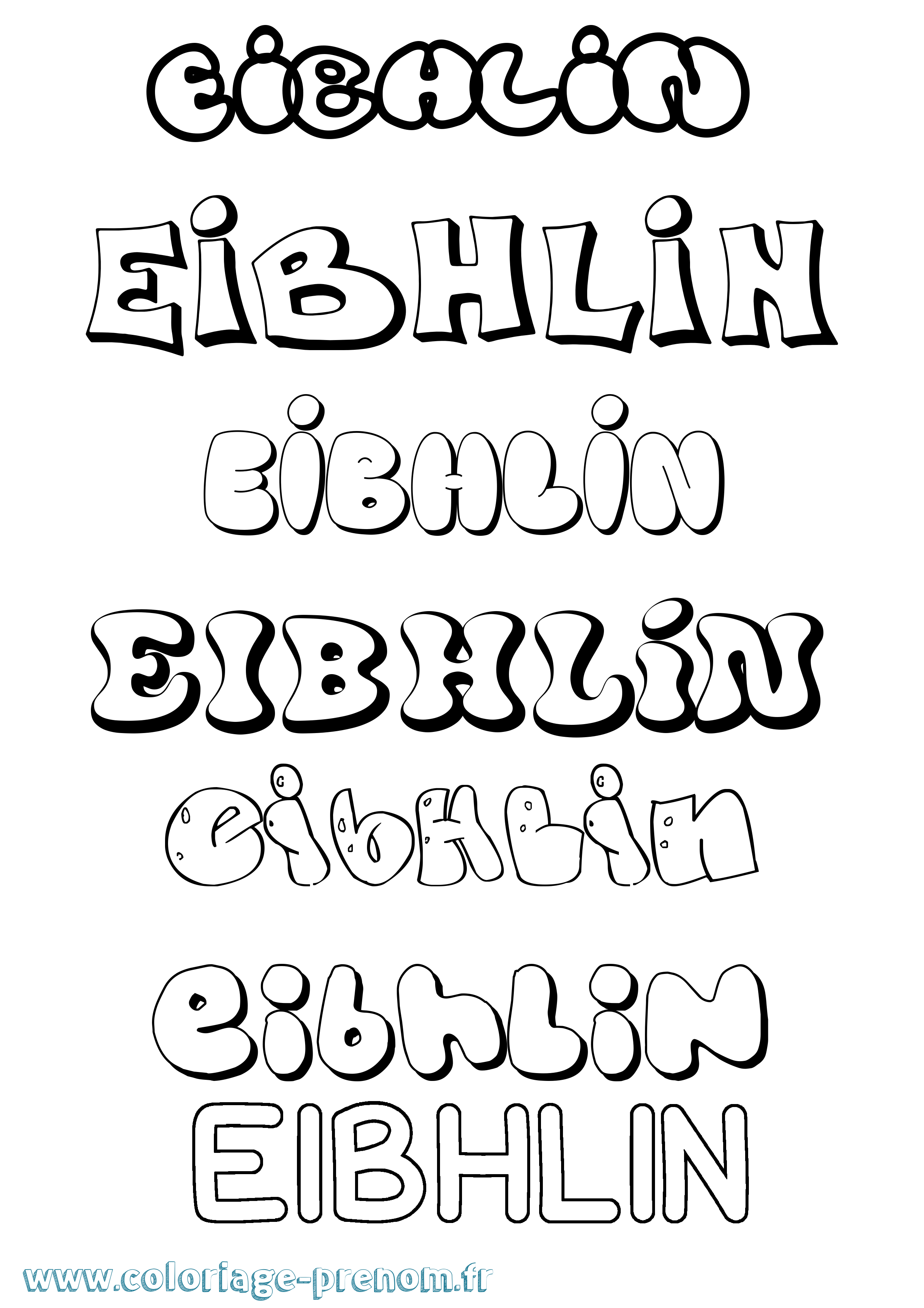 Coloriage Eibhlín Bubble Coloriage prénom Eibhlín Bubble
