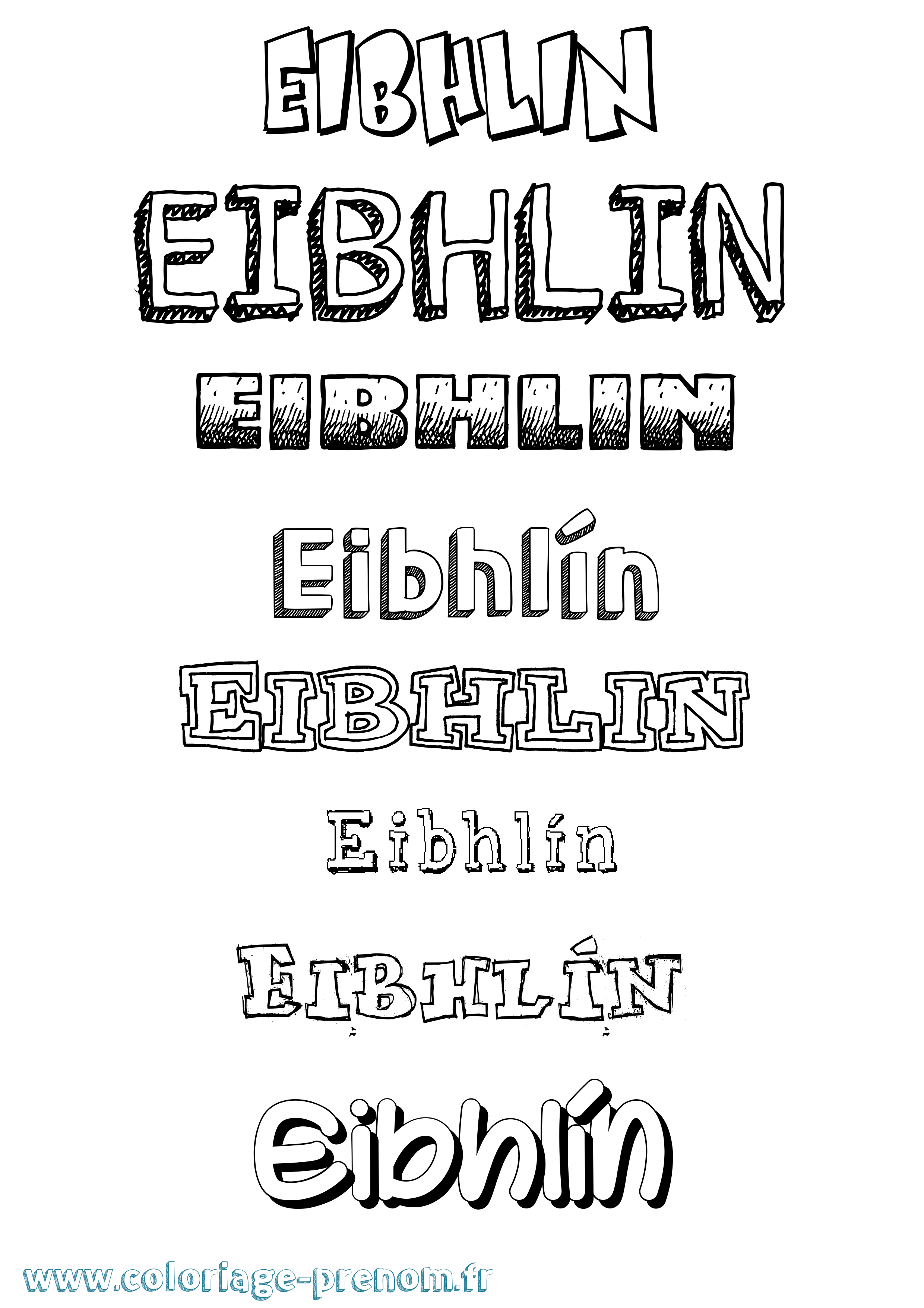 Coloriage Eibhlín Dessiné Coloriage prénom Eibhlín Dessiné
