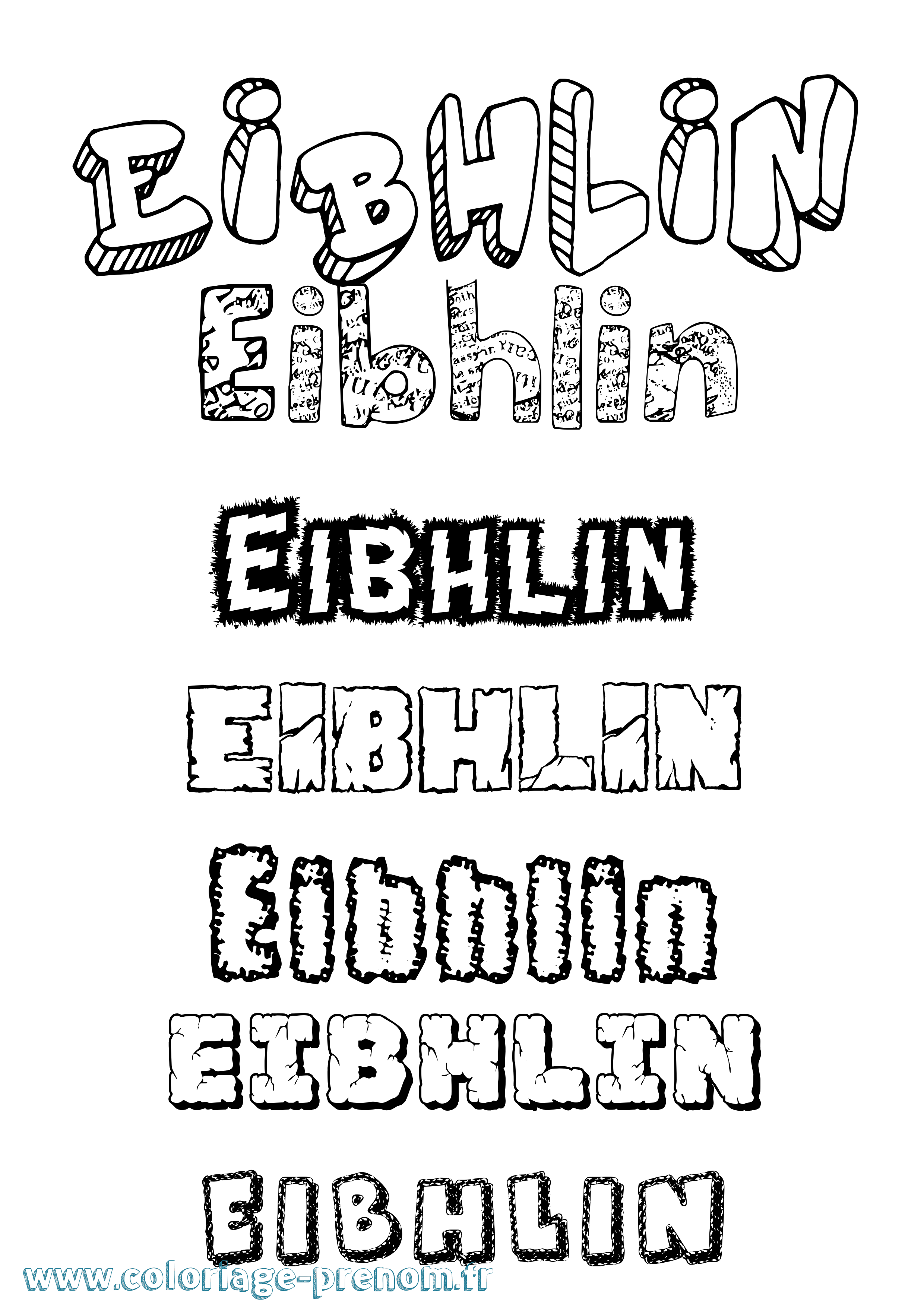 Coloriage Eibhlín Destructuré Coloriage prénom Eibhlín Destructuré