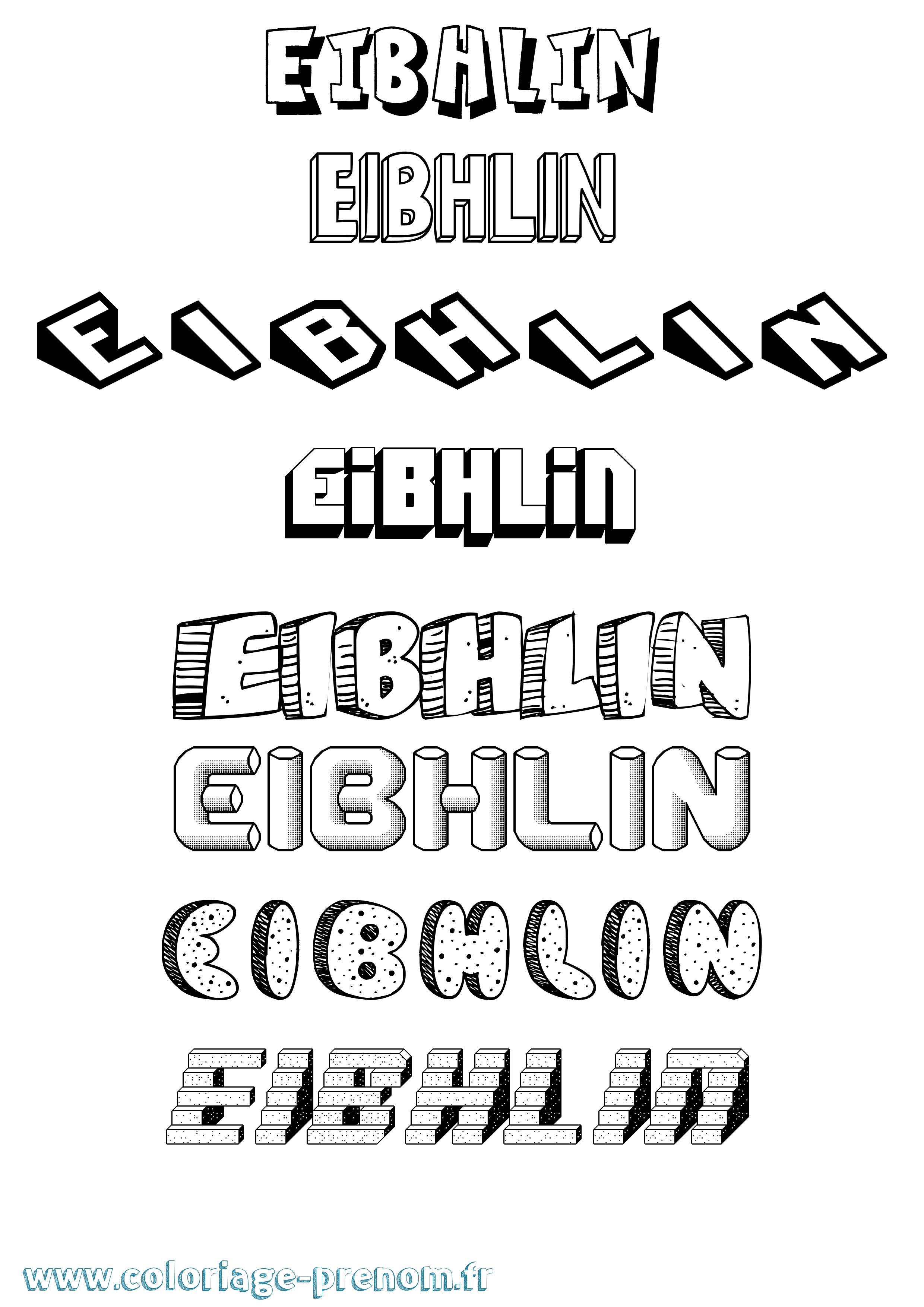Coloriage Eibhlín Effet 3D Coloriage prénom Eibhlín Effet 3D