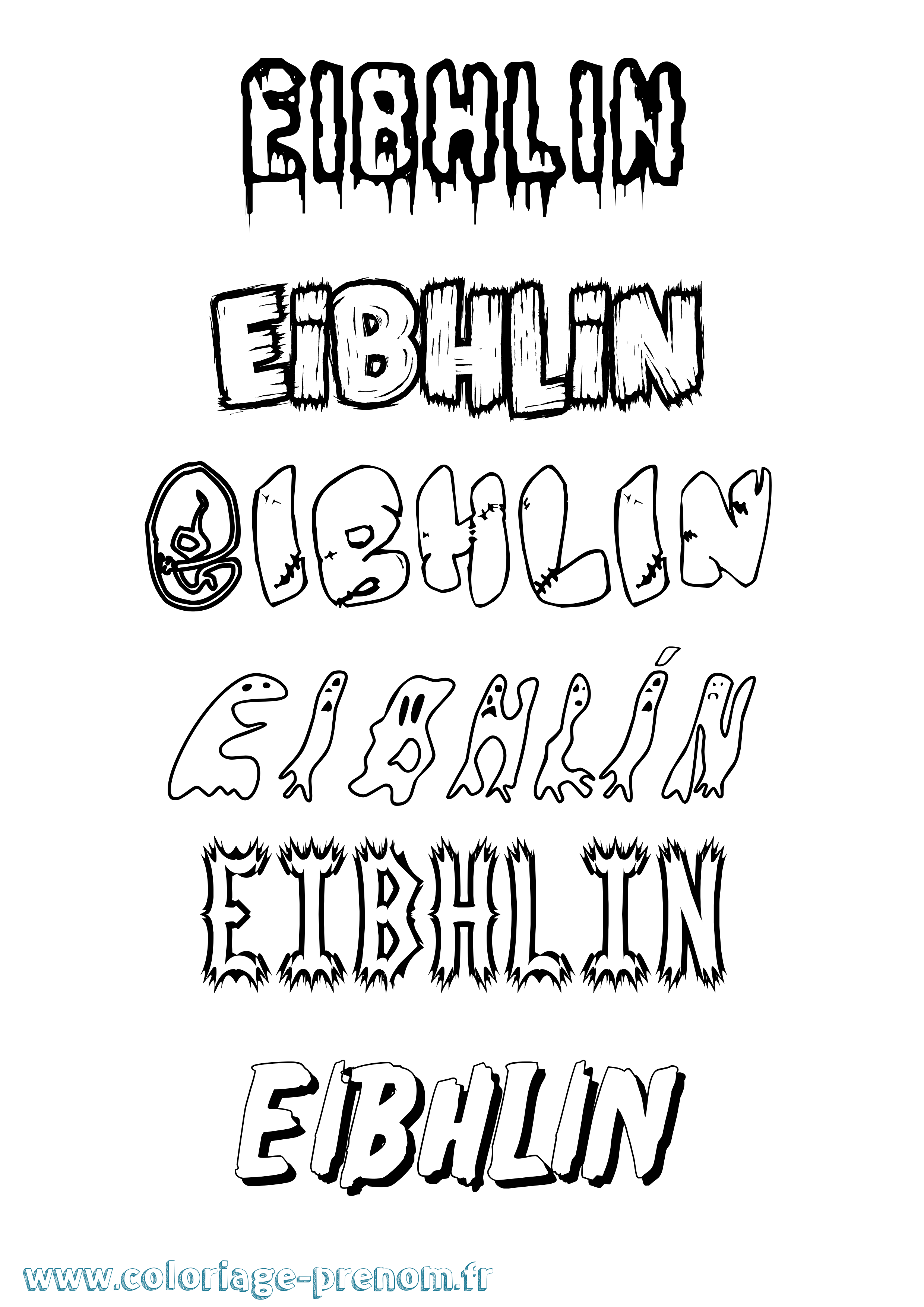 Coloriage Eibhlín Frisson Coloriage prénom Eibhlín Frisson