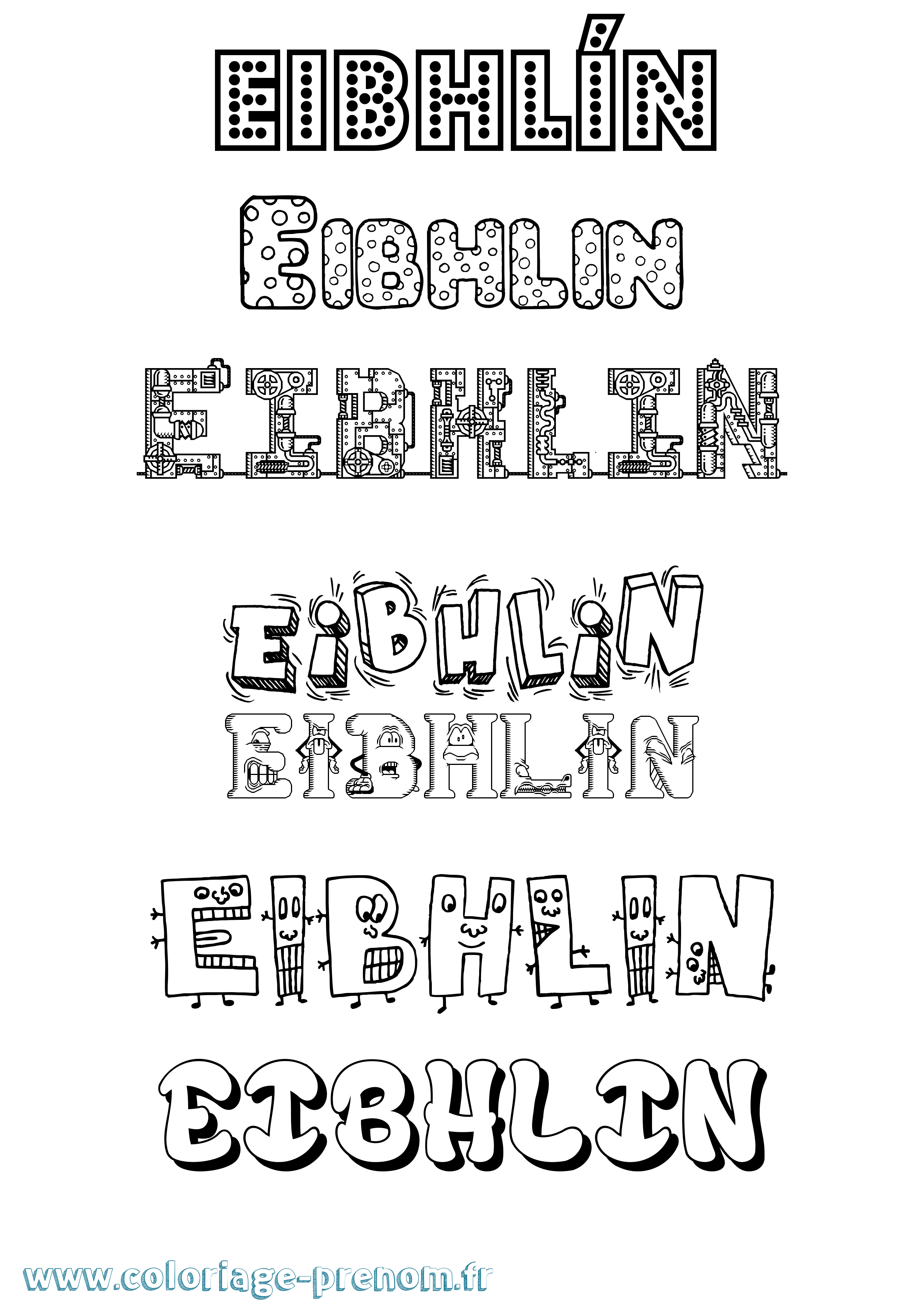 Coloriage Eibhlín Fun Coloriage prénom Eibhlín Fun