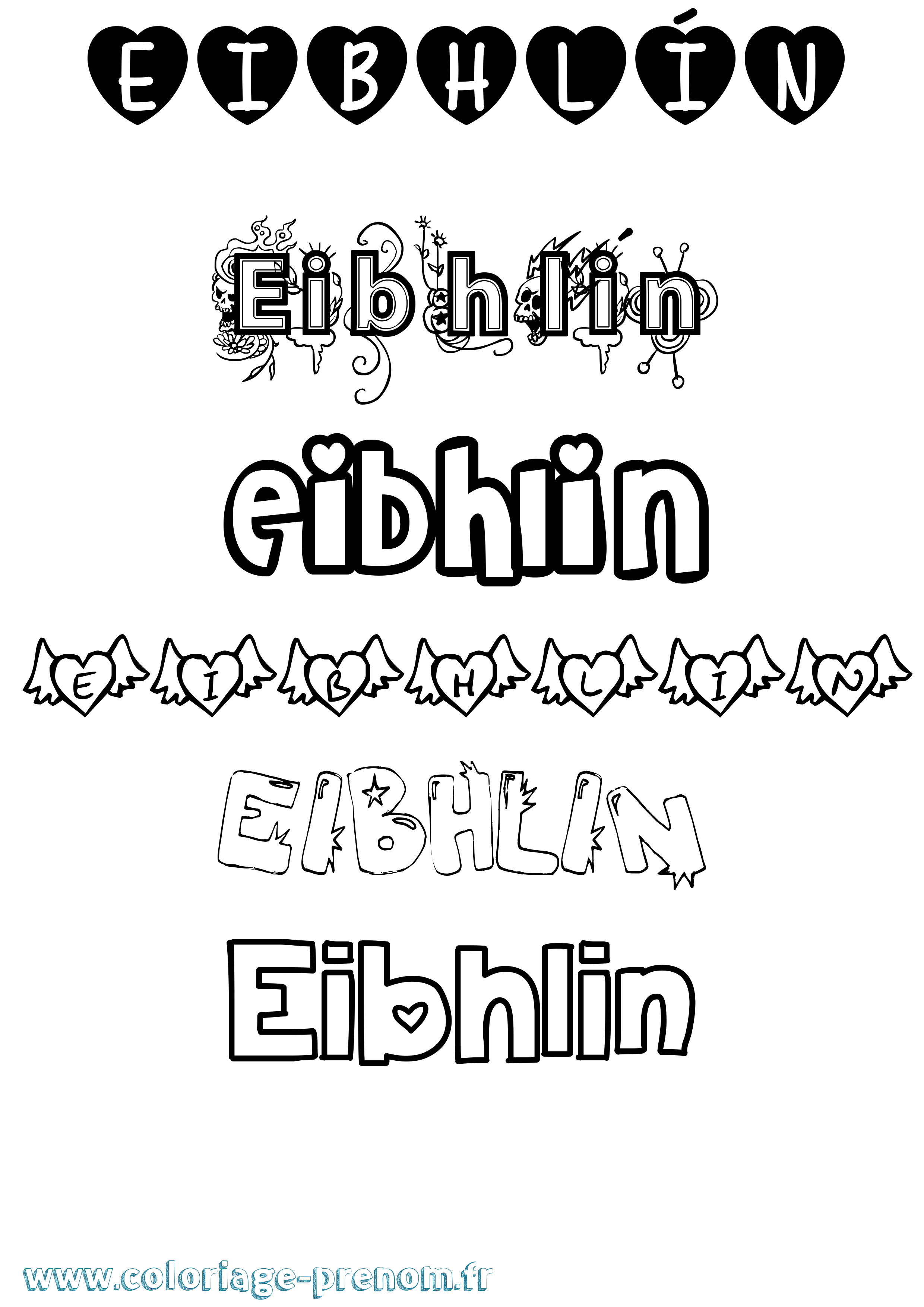 Coloriage Eibhlín Girly Coloriage prénom Eibhlín Girly