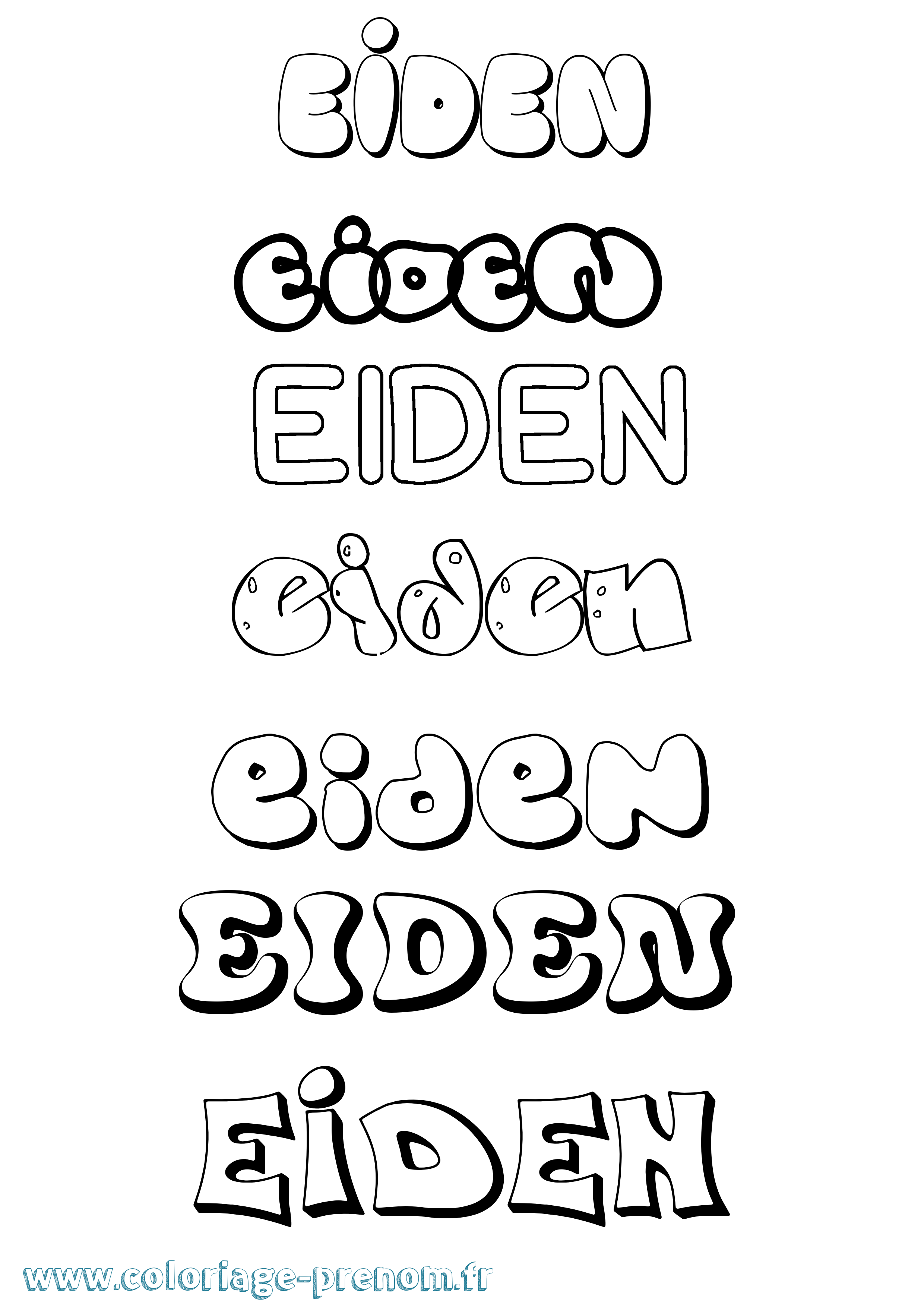 Coloriage Eiden Bubble Coloriage prénom Eiden Bubble