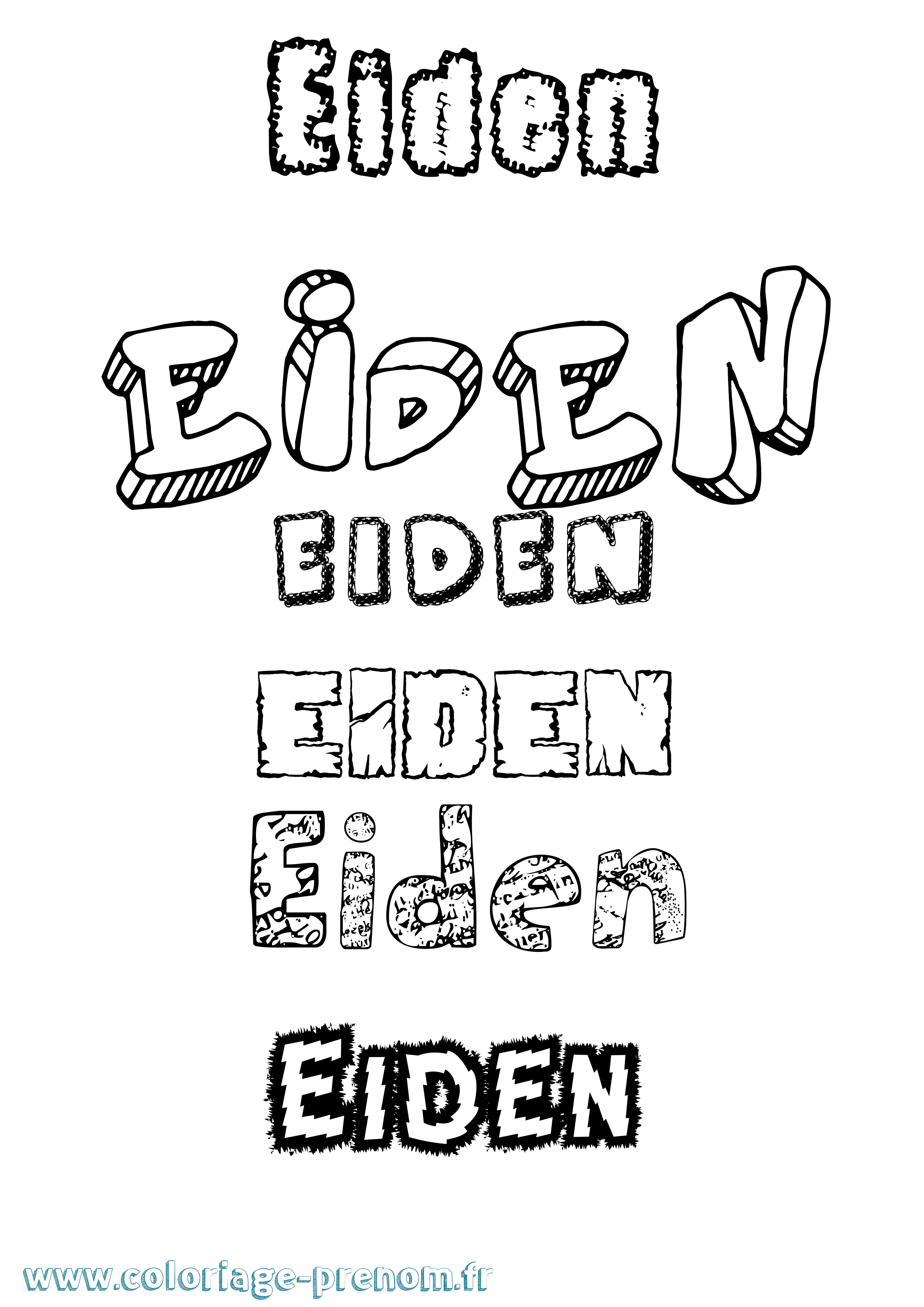 Coloriage Eiden Destructuré Coloriage prénom Eiden Destructuré