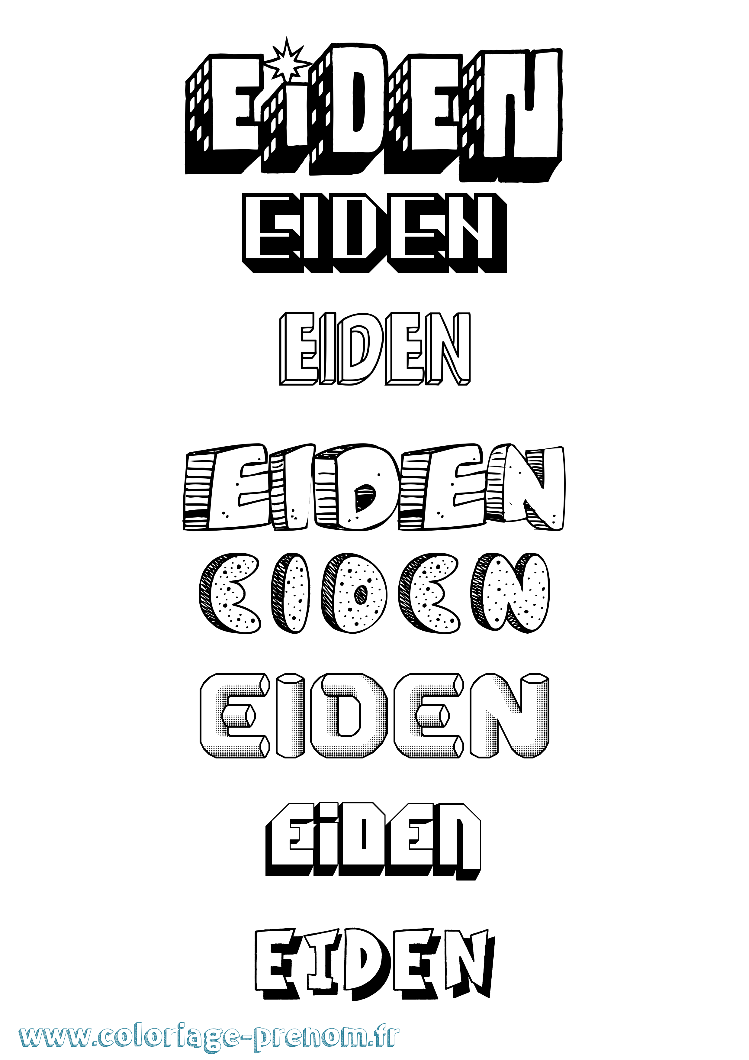 Coloriage Eiden Effet 3D Coloriage prénom Eiden Effet 3D