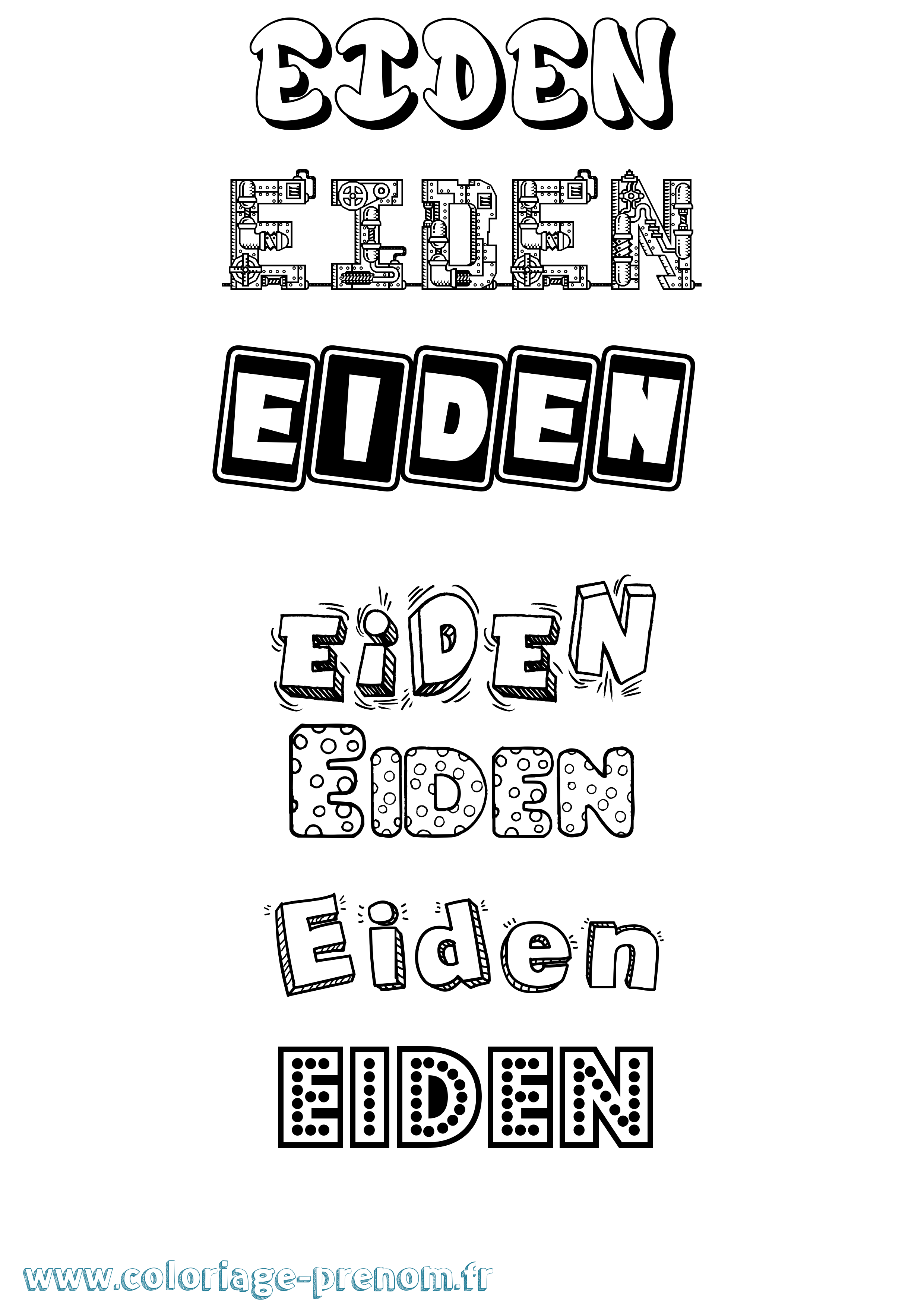 Coloriage Eiden Fun Coloriage prénom Eiden Fun