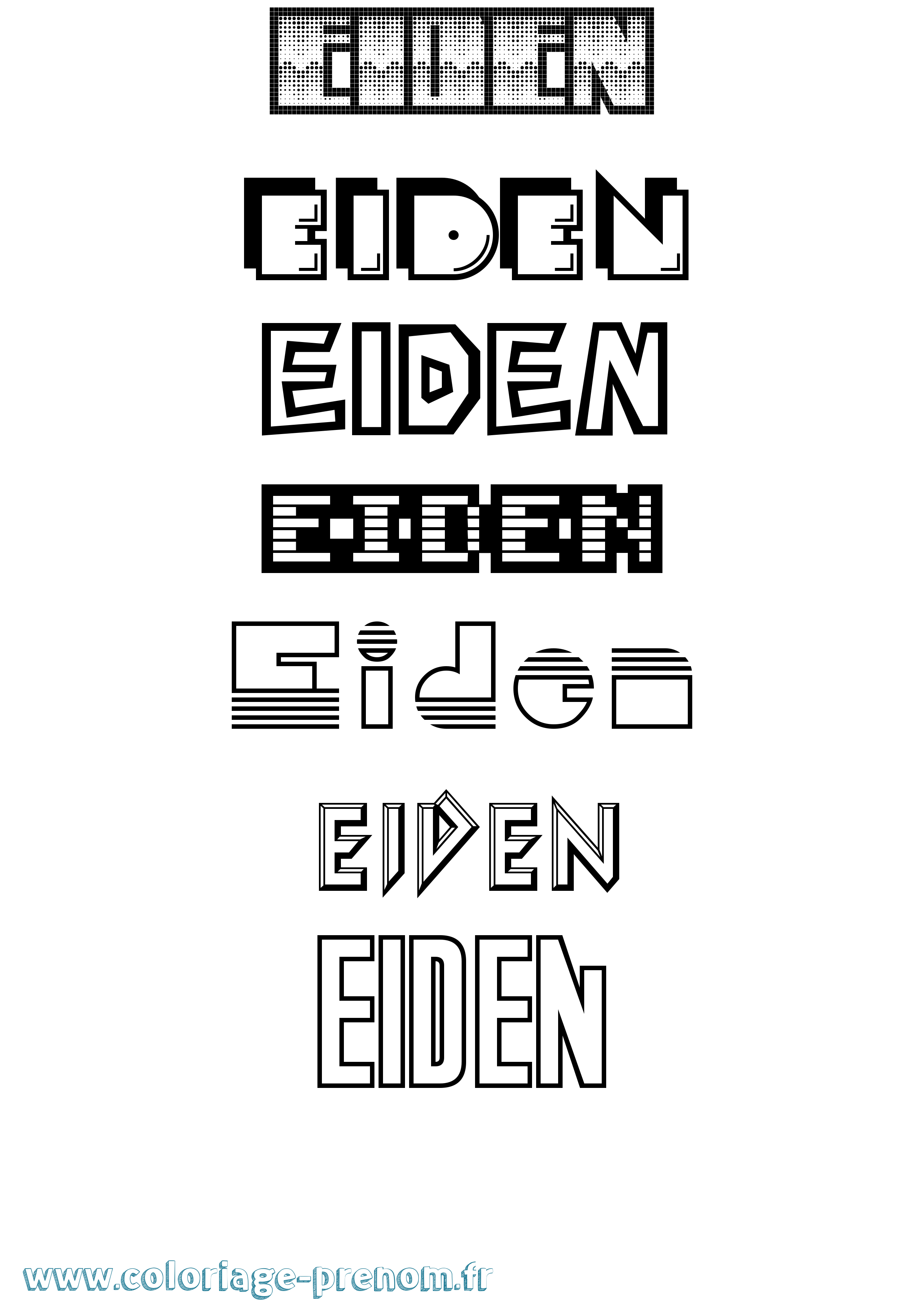 Coloriage Eiden Jeux Vidéos Coloriage prénom Eiden Jeux Vidéos