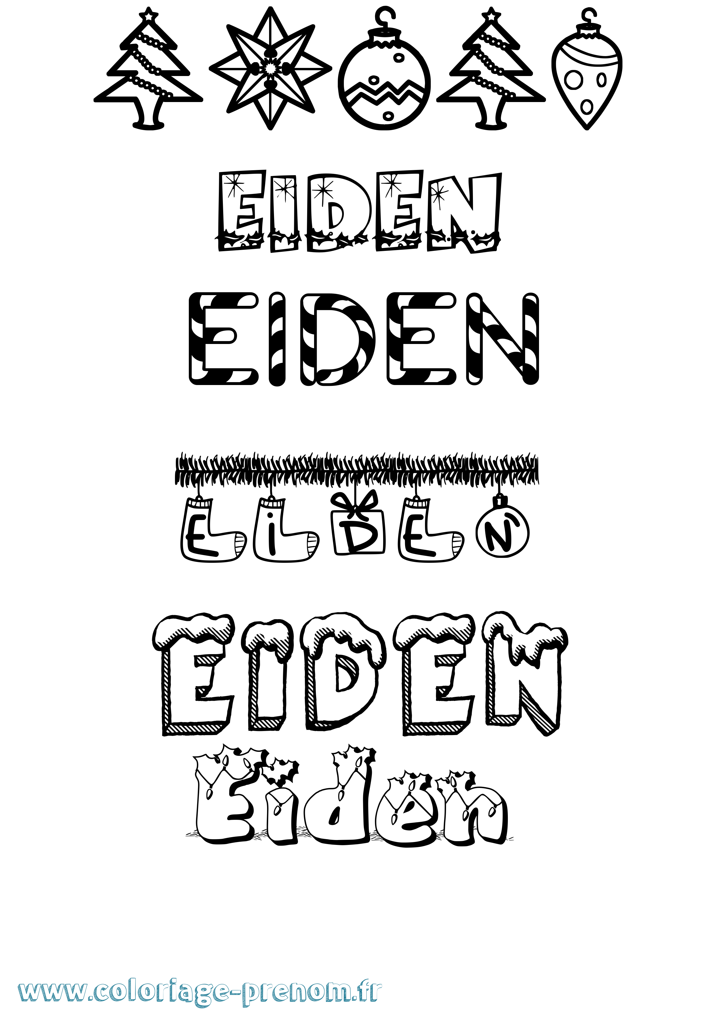 Coloriage Eiden Noël Coloriage prénom Eiden Noël