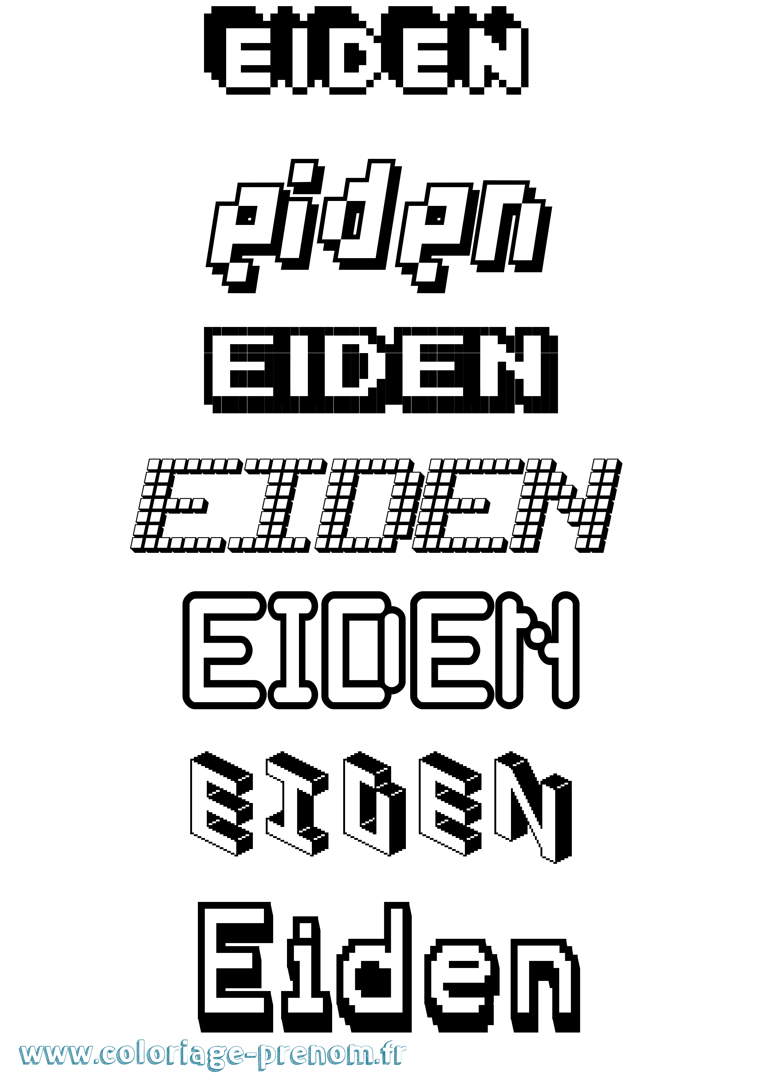 Coloriage Eiden Pixel Coloriage prénom Eiden Pixel