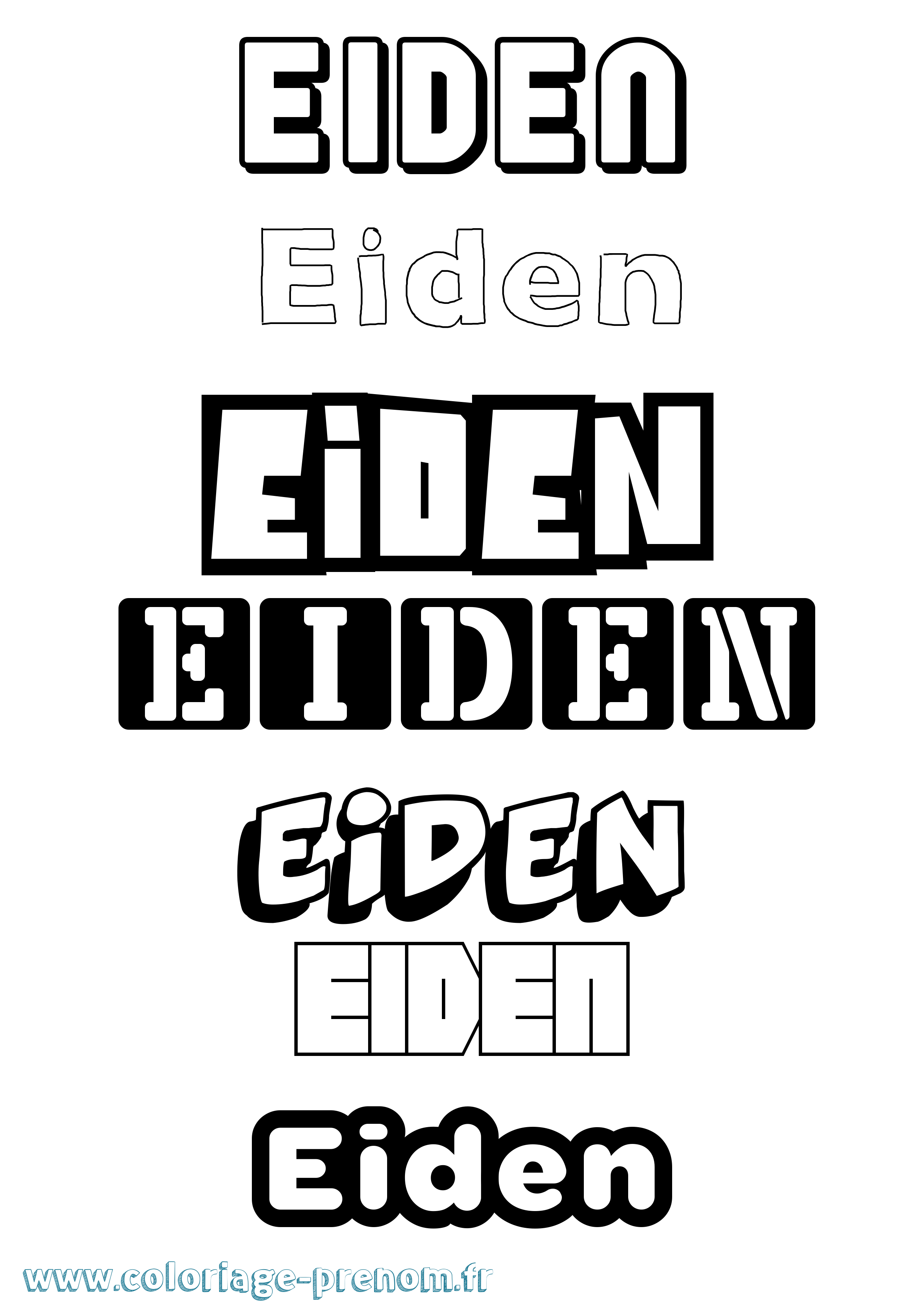 Coloriage Eiden Simple Coloriage prénom Eiden Simple