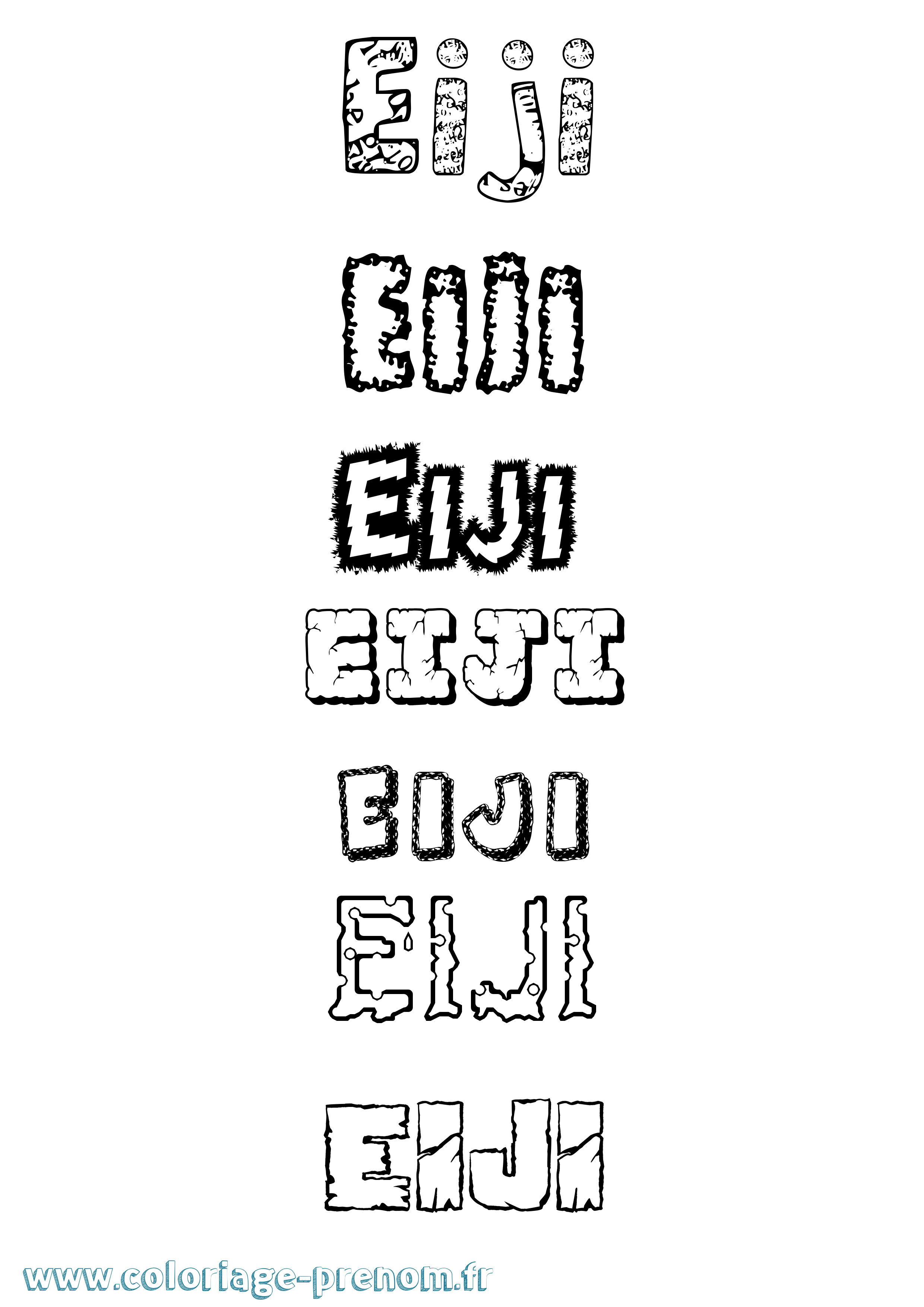 Coloriage Eiji Destructuré Coloriage prénom Eiji Destructuré