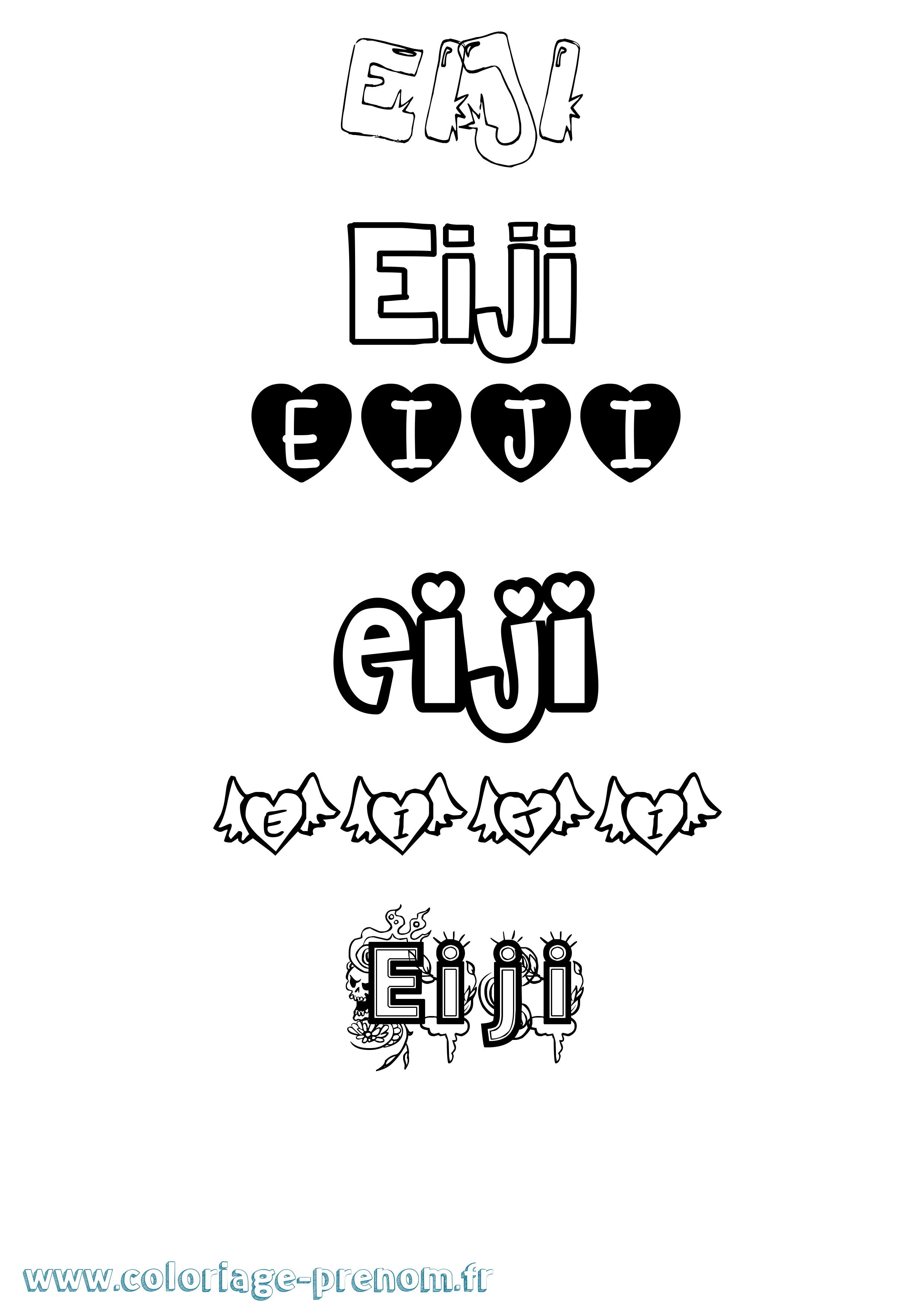 Coloriage Eiji Girly Coloriage prénom Eiji Girly