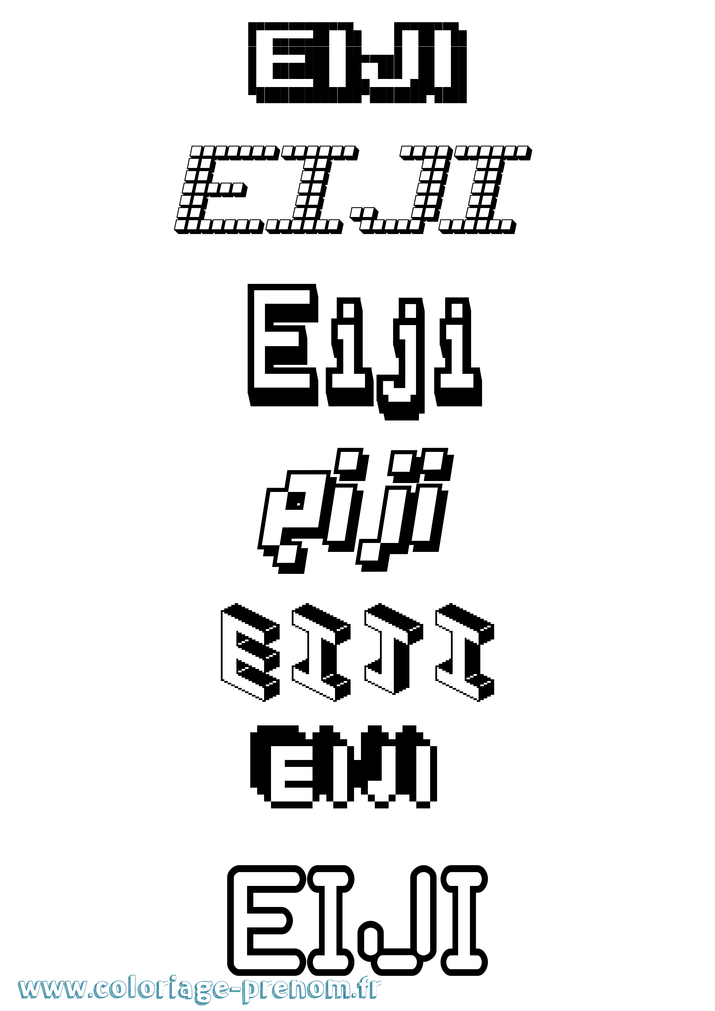 Coloriage Eiji Pixel Coloriage prénom Eiji Pixel
