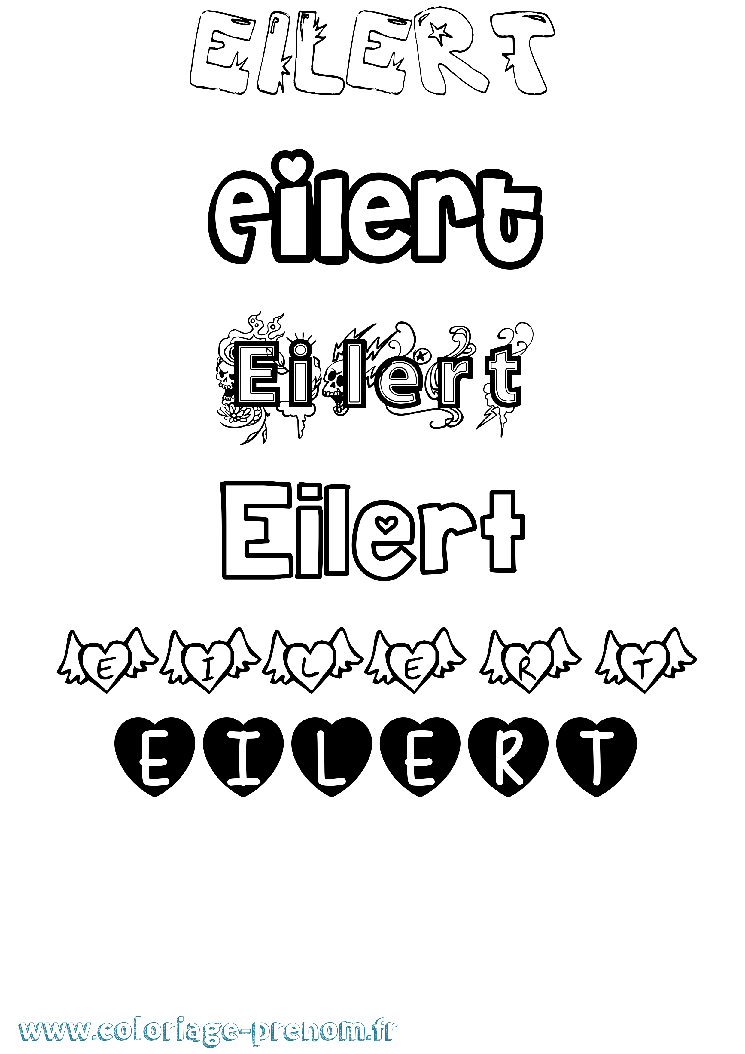 Coloriage Eilert Girly Coloriage prénom Eilert Girly