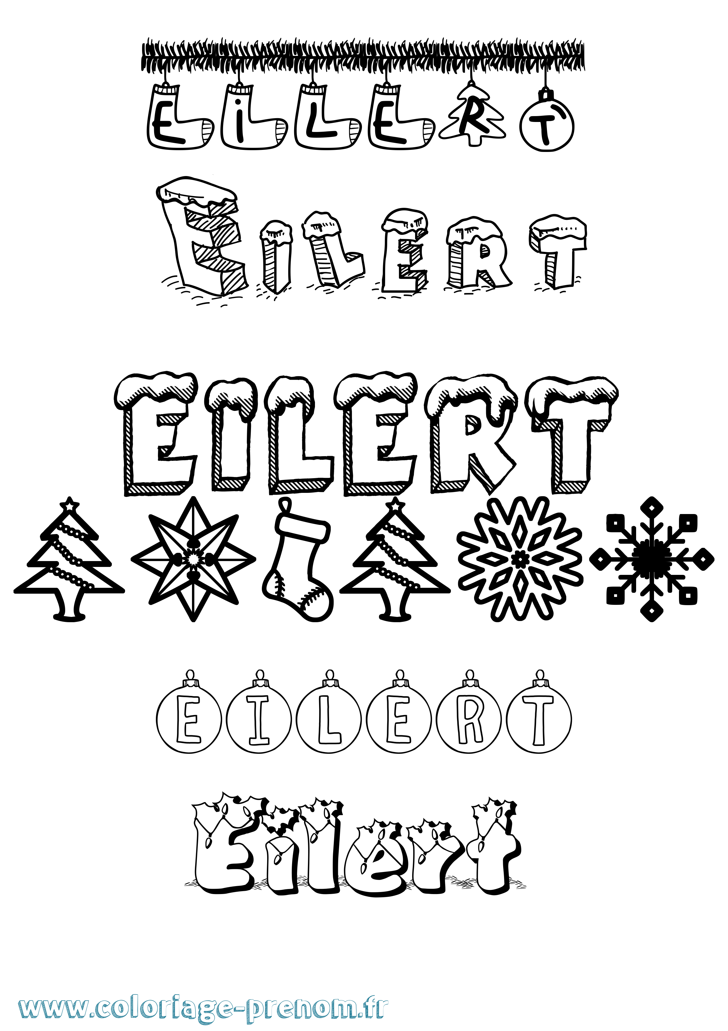 Coloriage Eilert Noël Coloriage prénom Eilert Noël