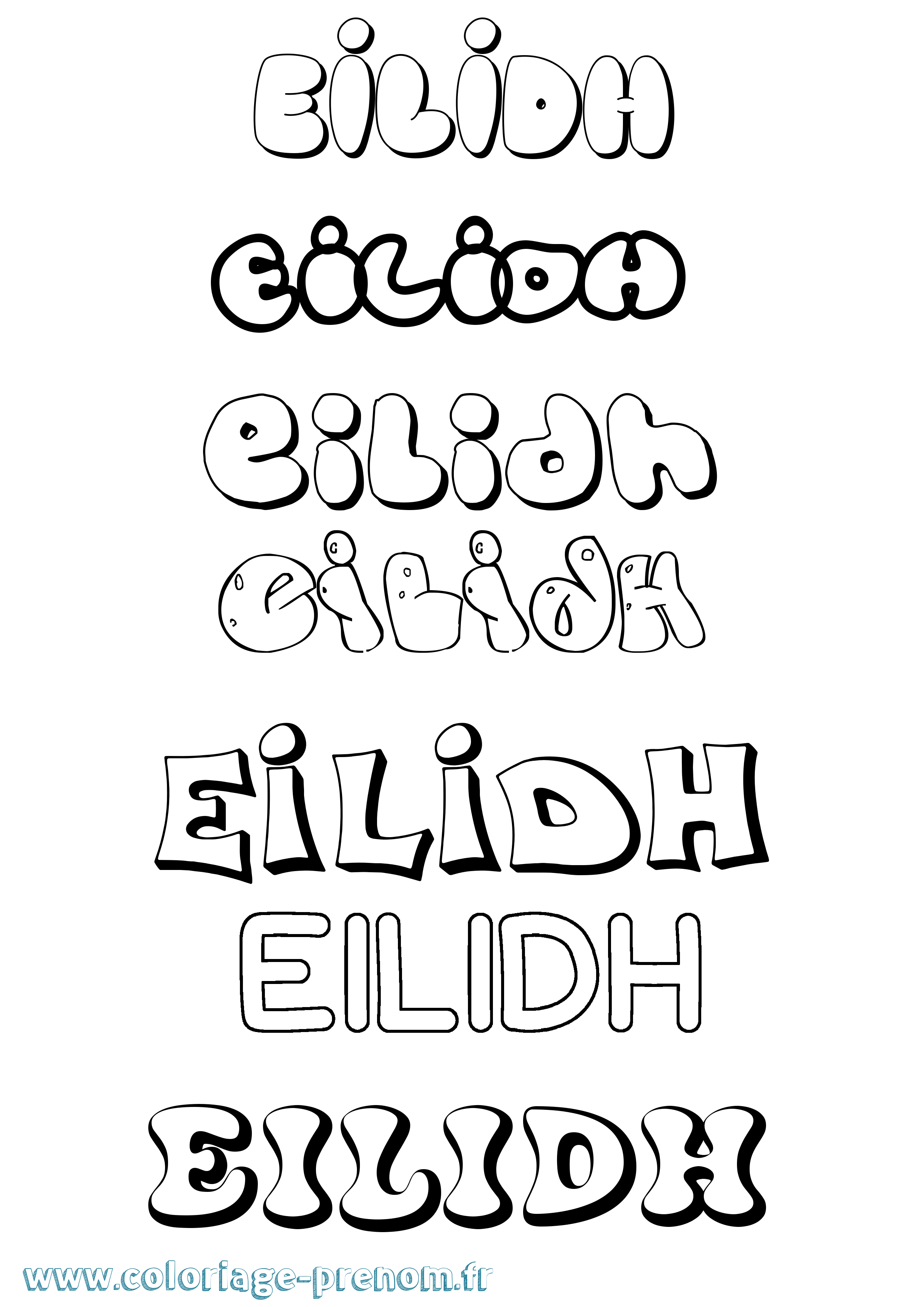 Coloriage Eilidh Bubble Coloriage prénom Eilidh Bubble