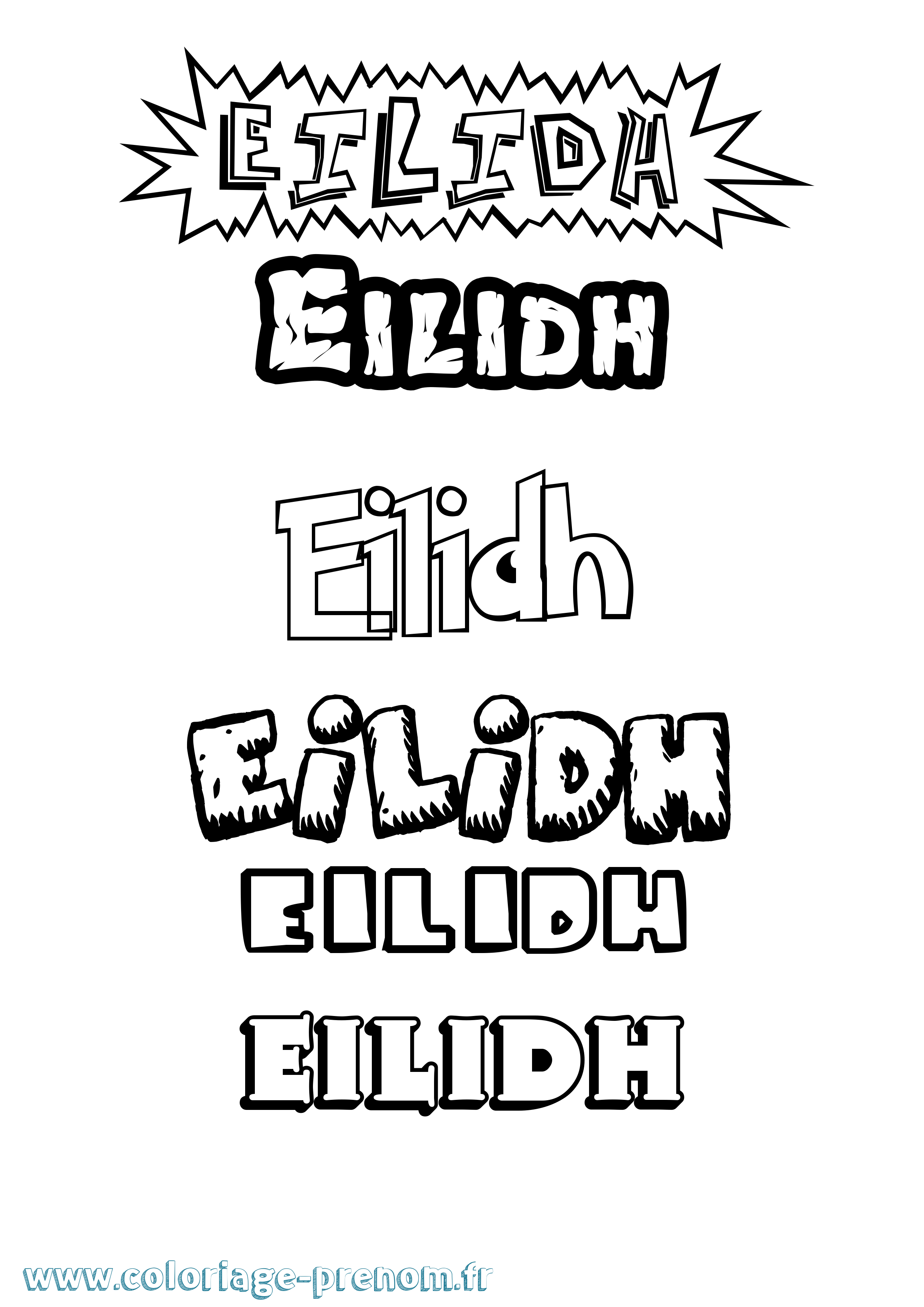 Coloriage Eilidh Dessin Animé Coloriage prénom Eilidh Dessin Animé