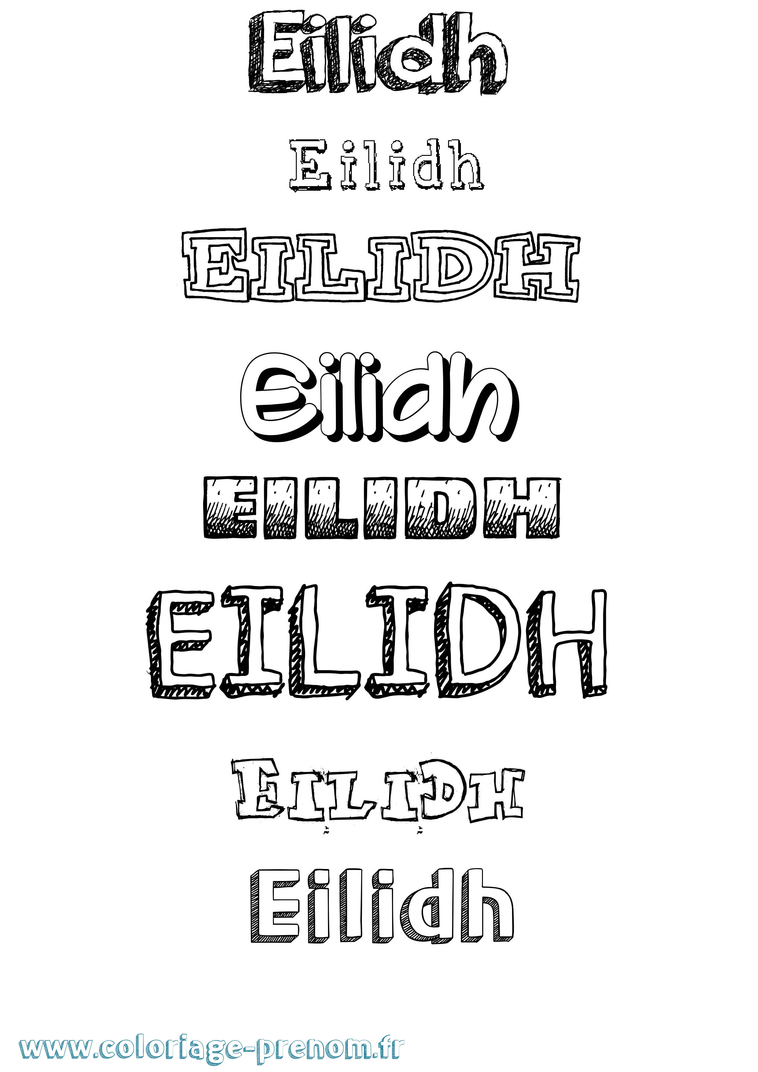Coloriage Eilidh Dessiné Coloriage prénom Eilidh Dessiné