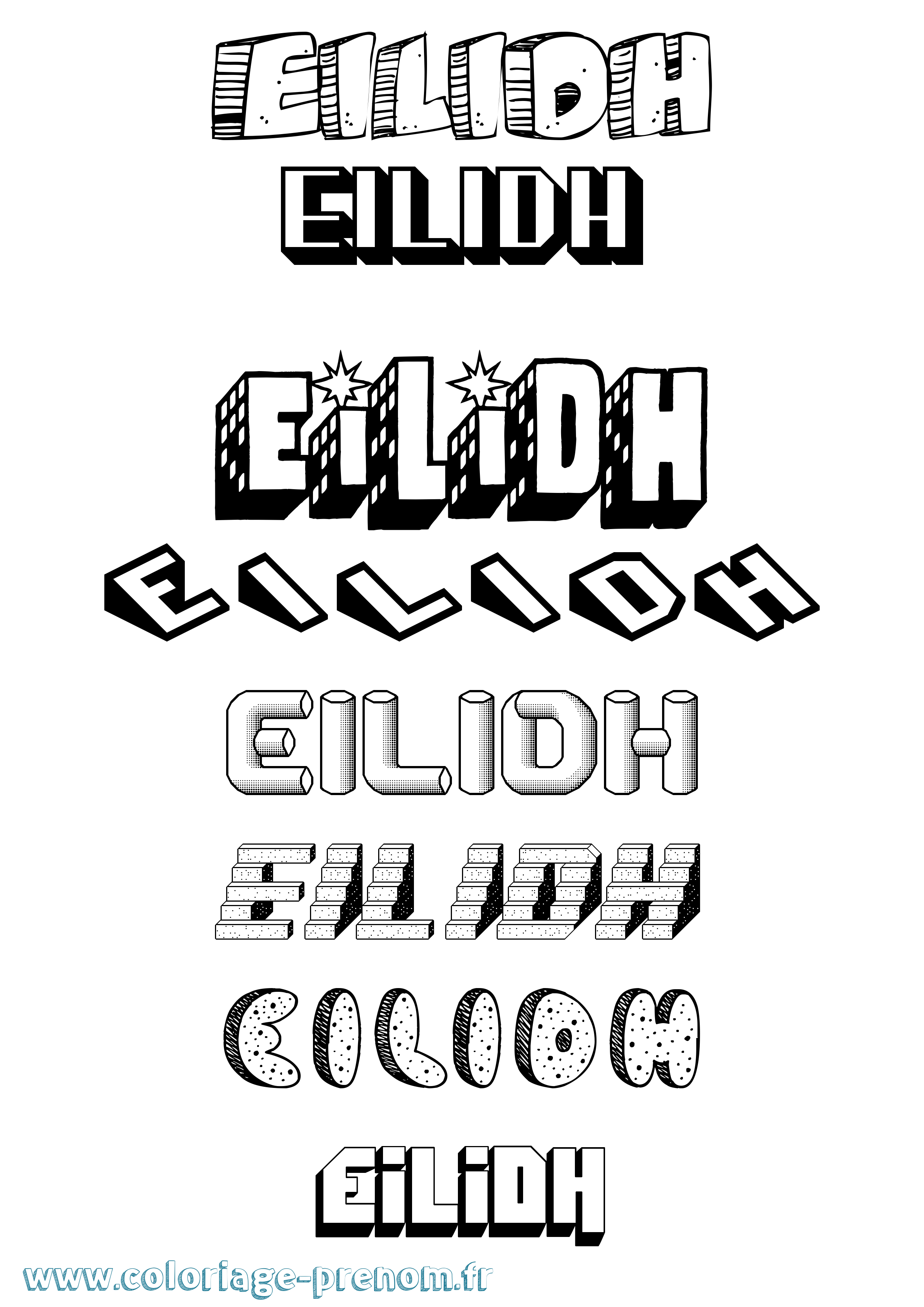 Coloriage Eilidh Effet 3D Coloriage prénom Eilidh Effet 3D