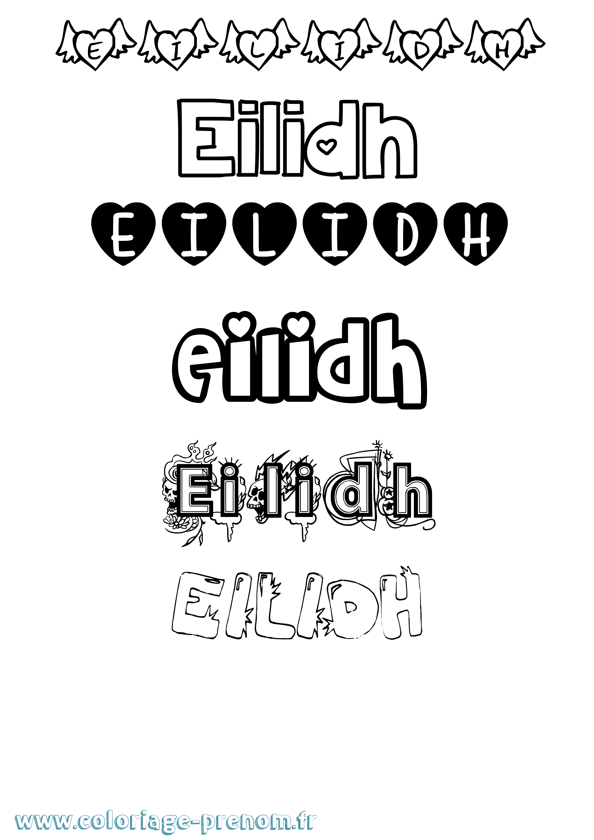 Coloriage Eilidh Girly Coloriage prénom Eilidh Girly