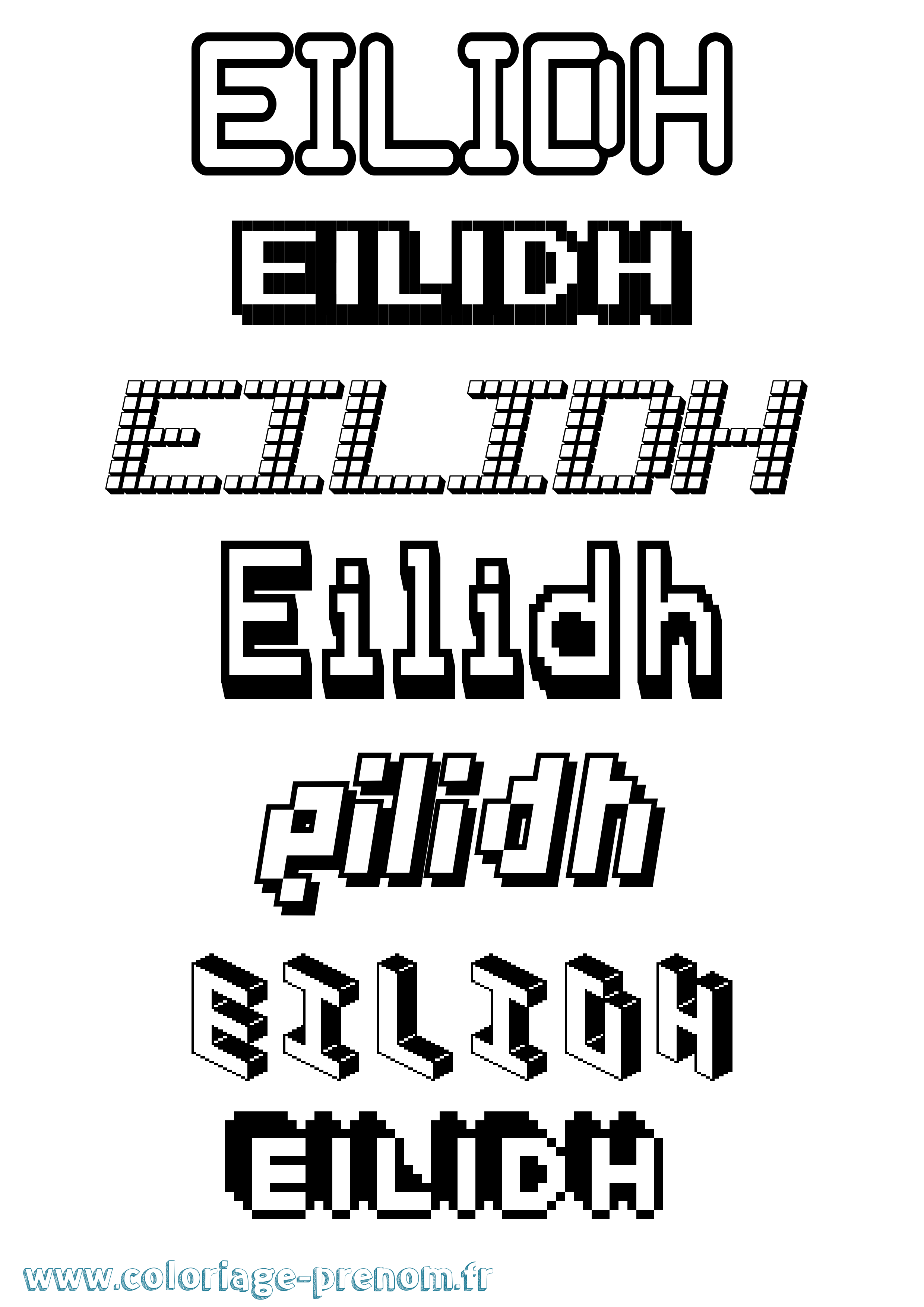 Coloriage Eilidh Pixel Coloriage prénom Eilidh Pixel