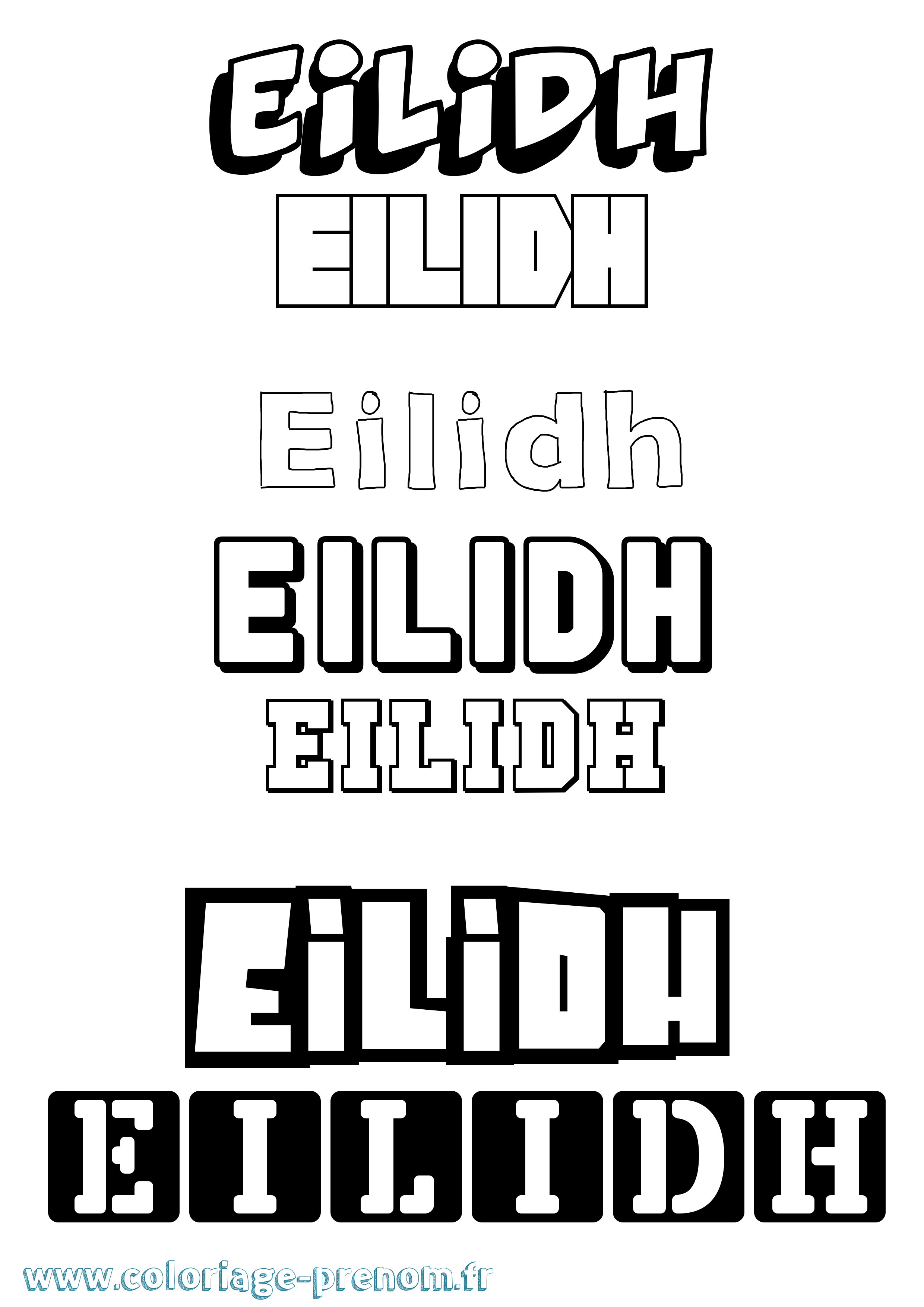 Coloriage Eilidh Simple Coloriage prénom Eilidh Simple