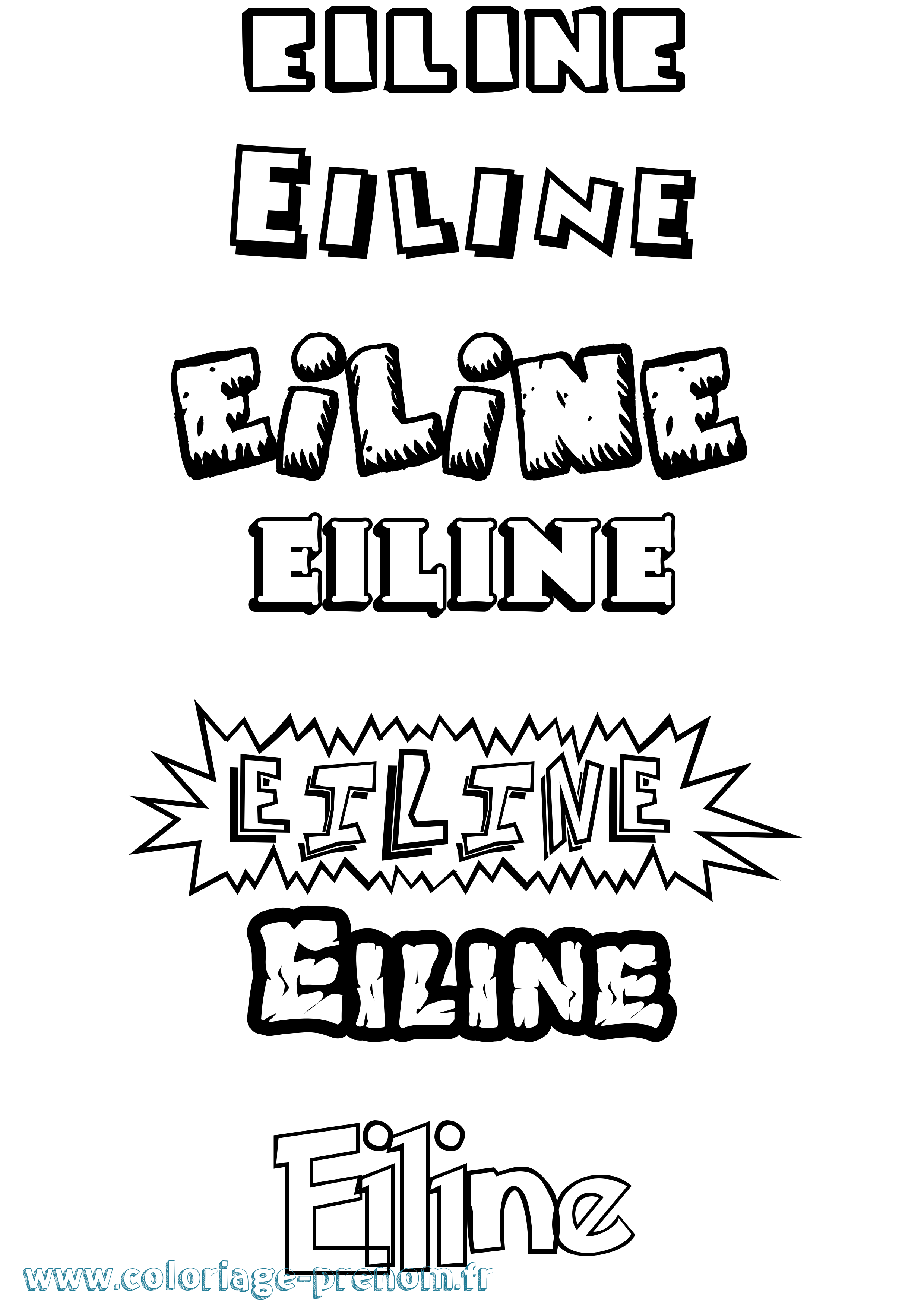 Coloriage Eiline Dessin Animé Coloriage prénom Eiline Dessin Animé