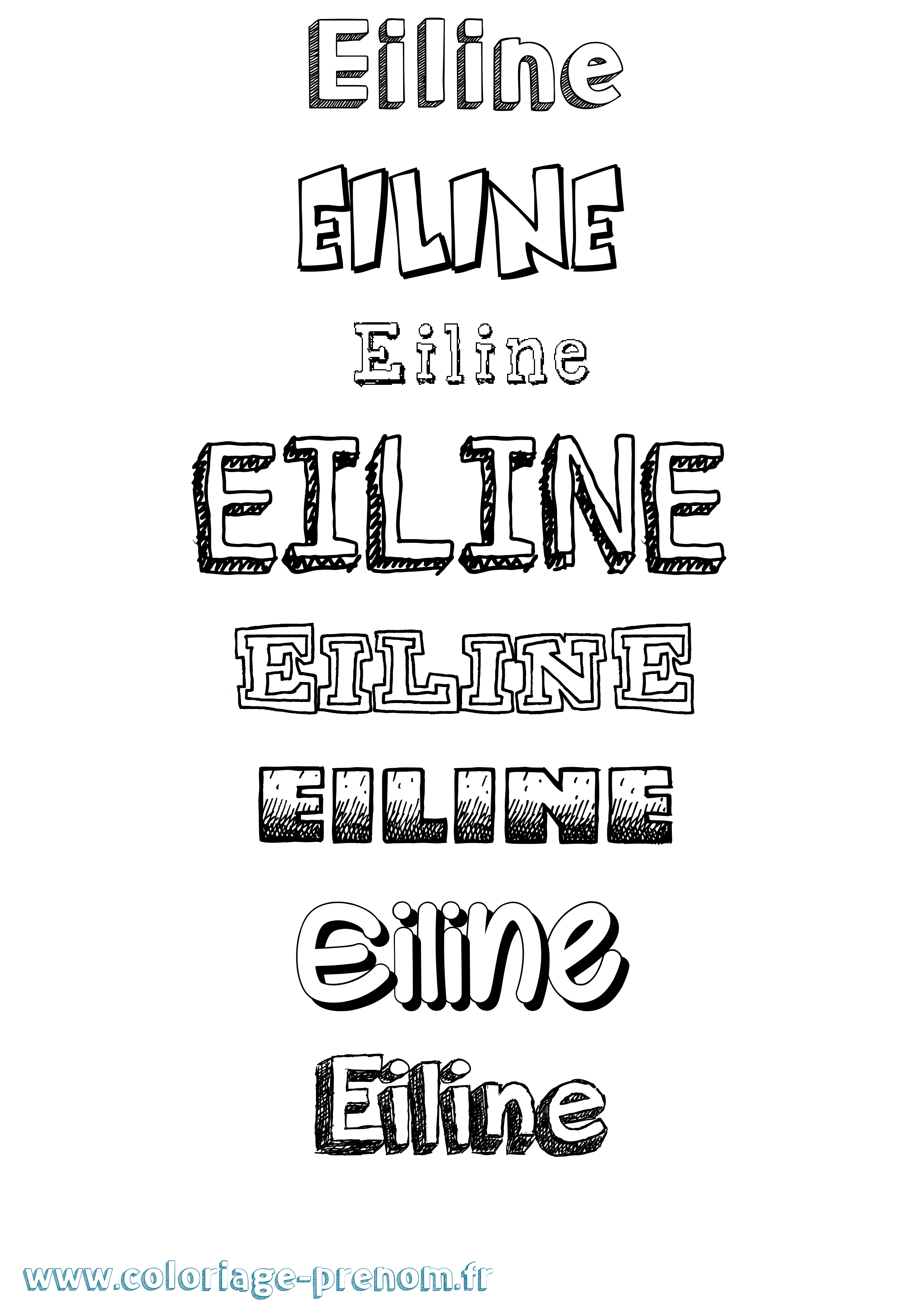 Coloriage Eiline Dessiné Coloriage prénom Eiline Dessiné