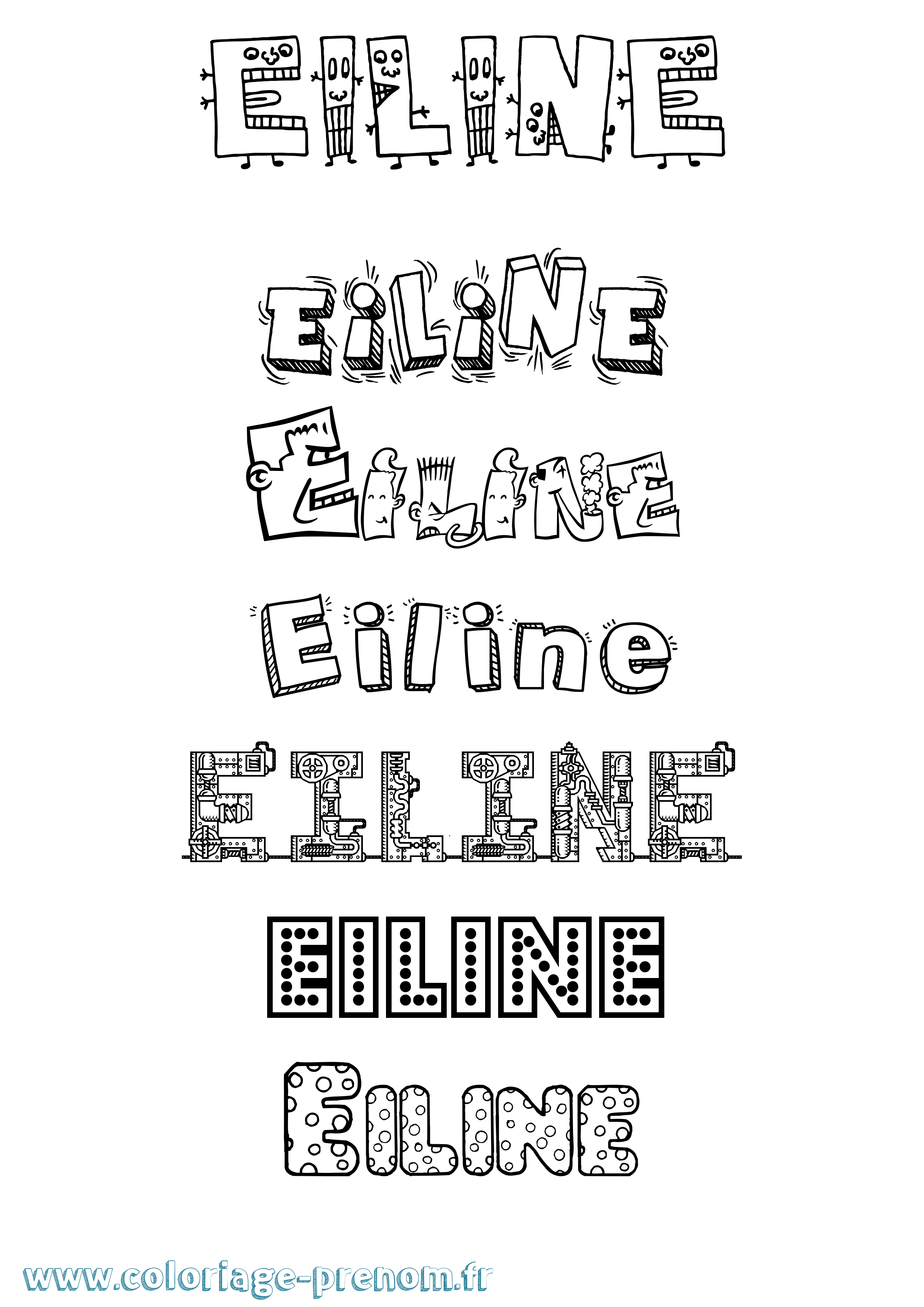 Coloriage Eiline Fun Coloriage prénom Eiline Fun