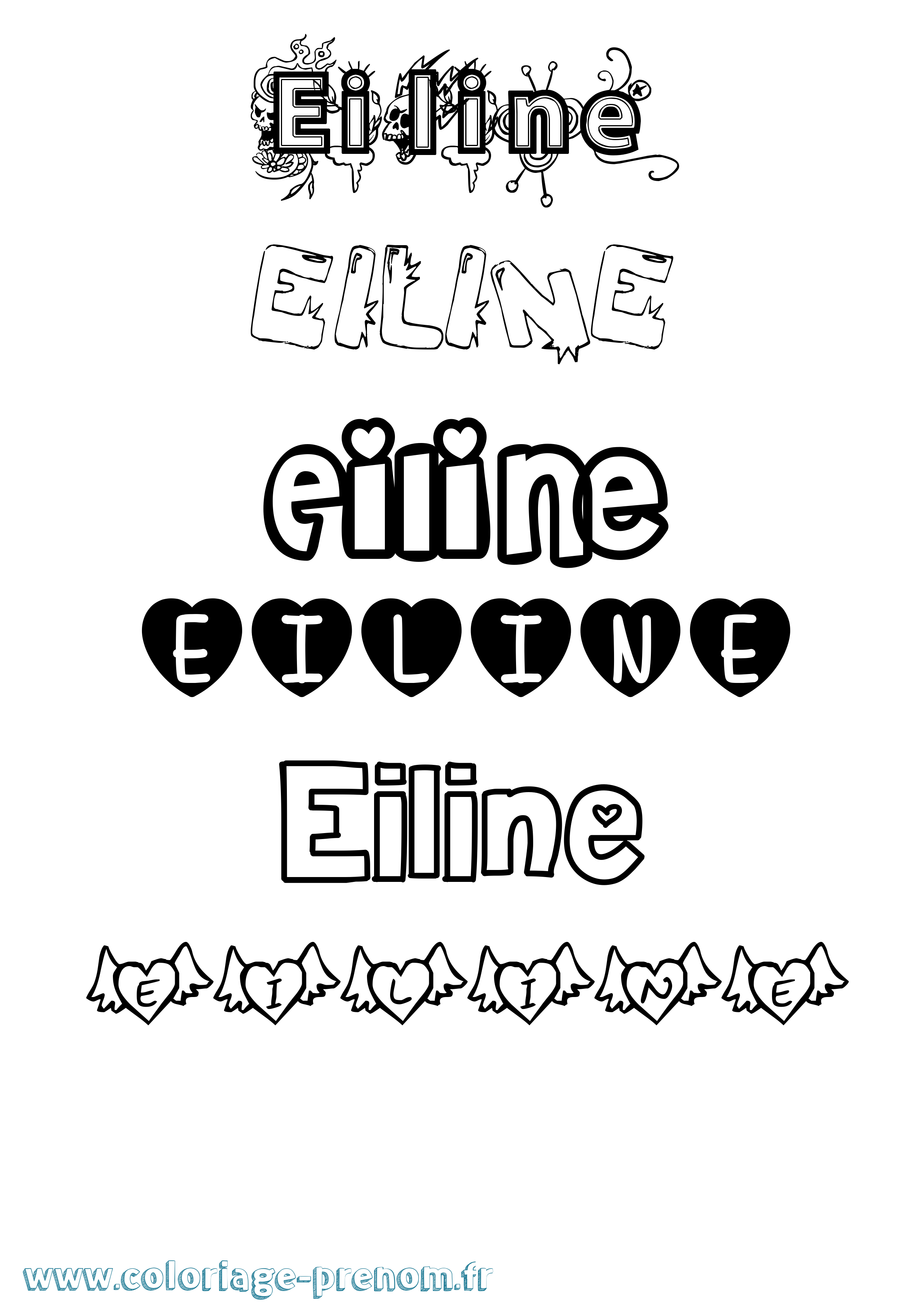 Coloriage Eiline Girly Coloriage prénom Eiline Girly