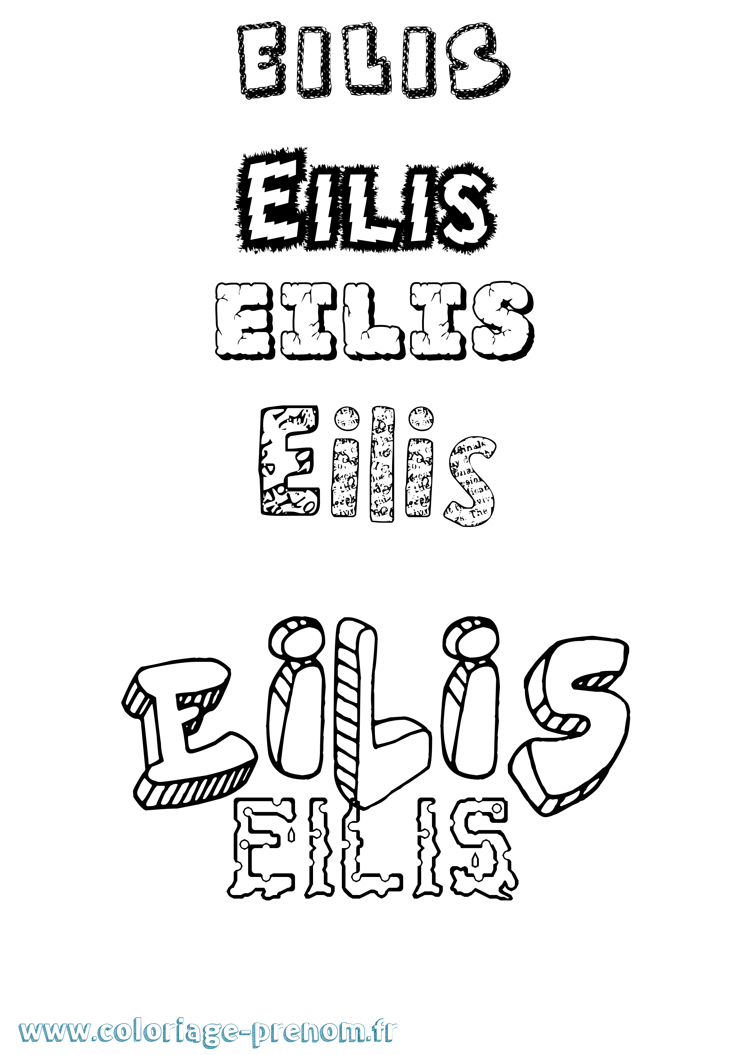 Coloriage Eilís Destructuré Coloriage prénom Eilís Destructuré