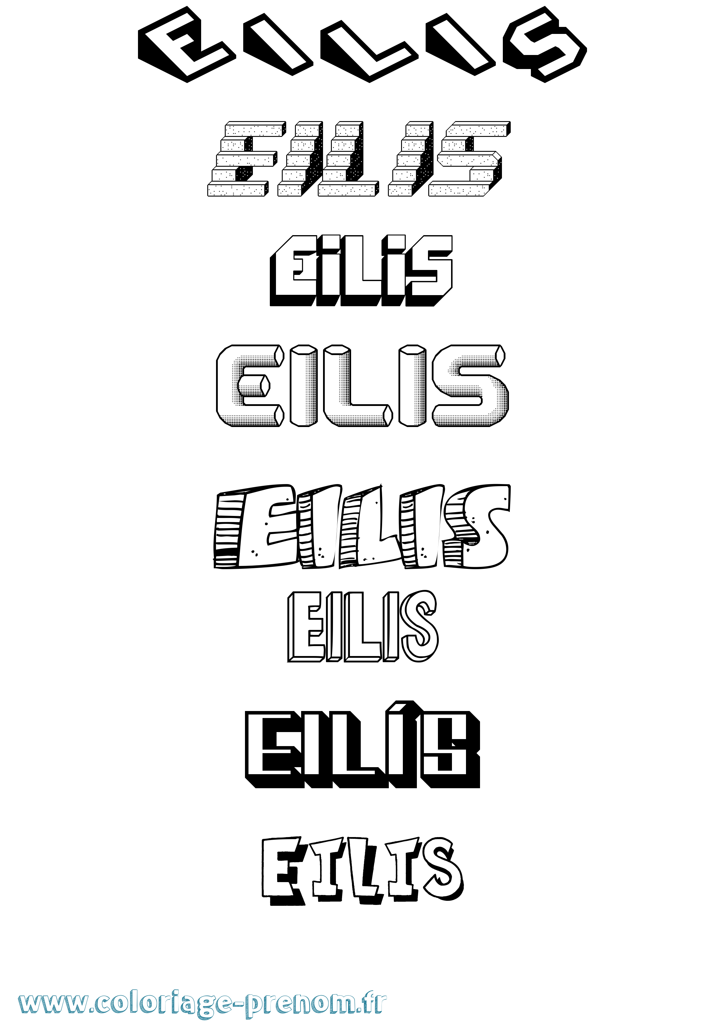 Coloriage Eilís Effet 3D Coloriage prénom Eilís Effet 3D