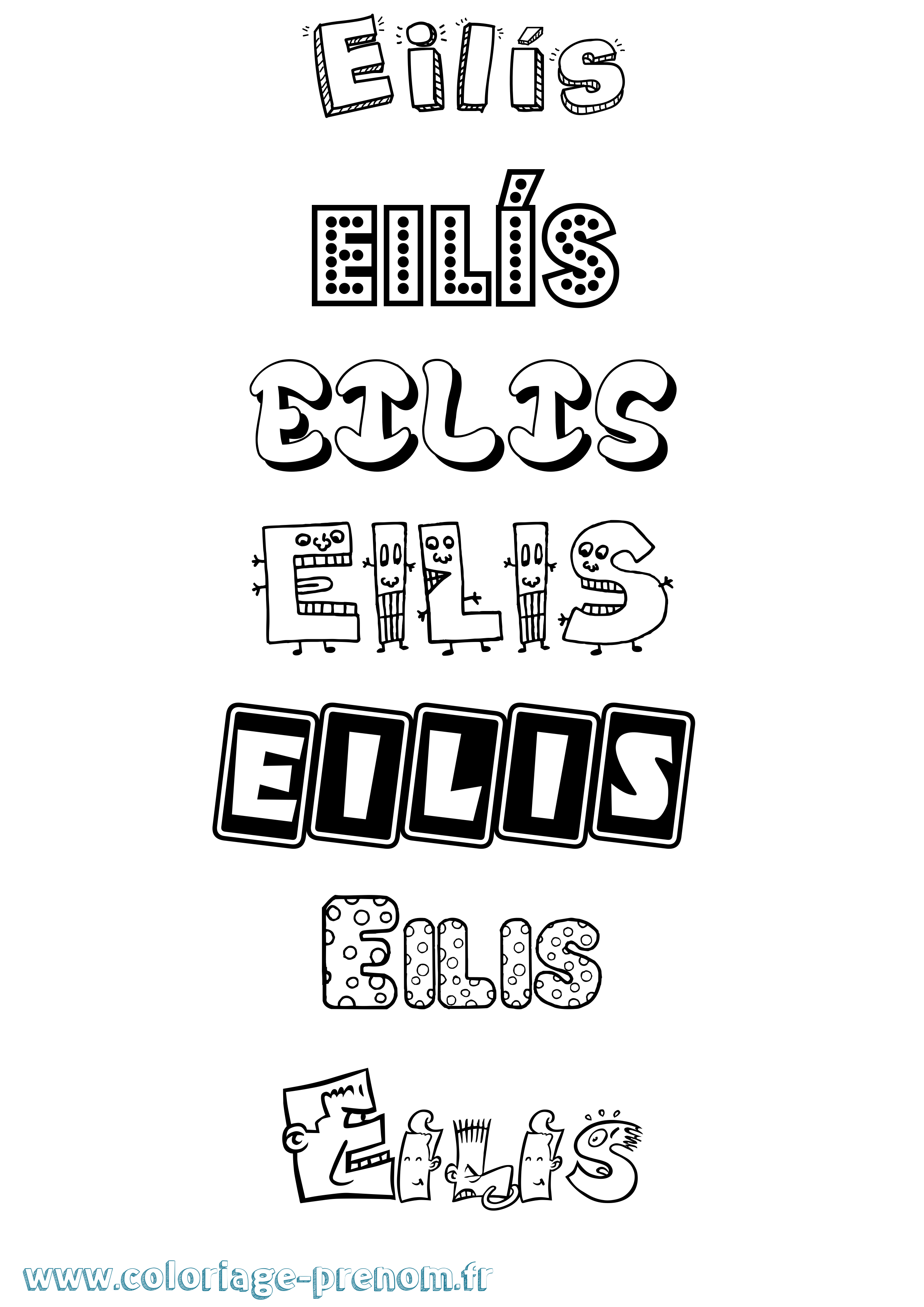 Coloriage Eilís Fun Coloriage prénom Eilís Fun
