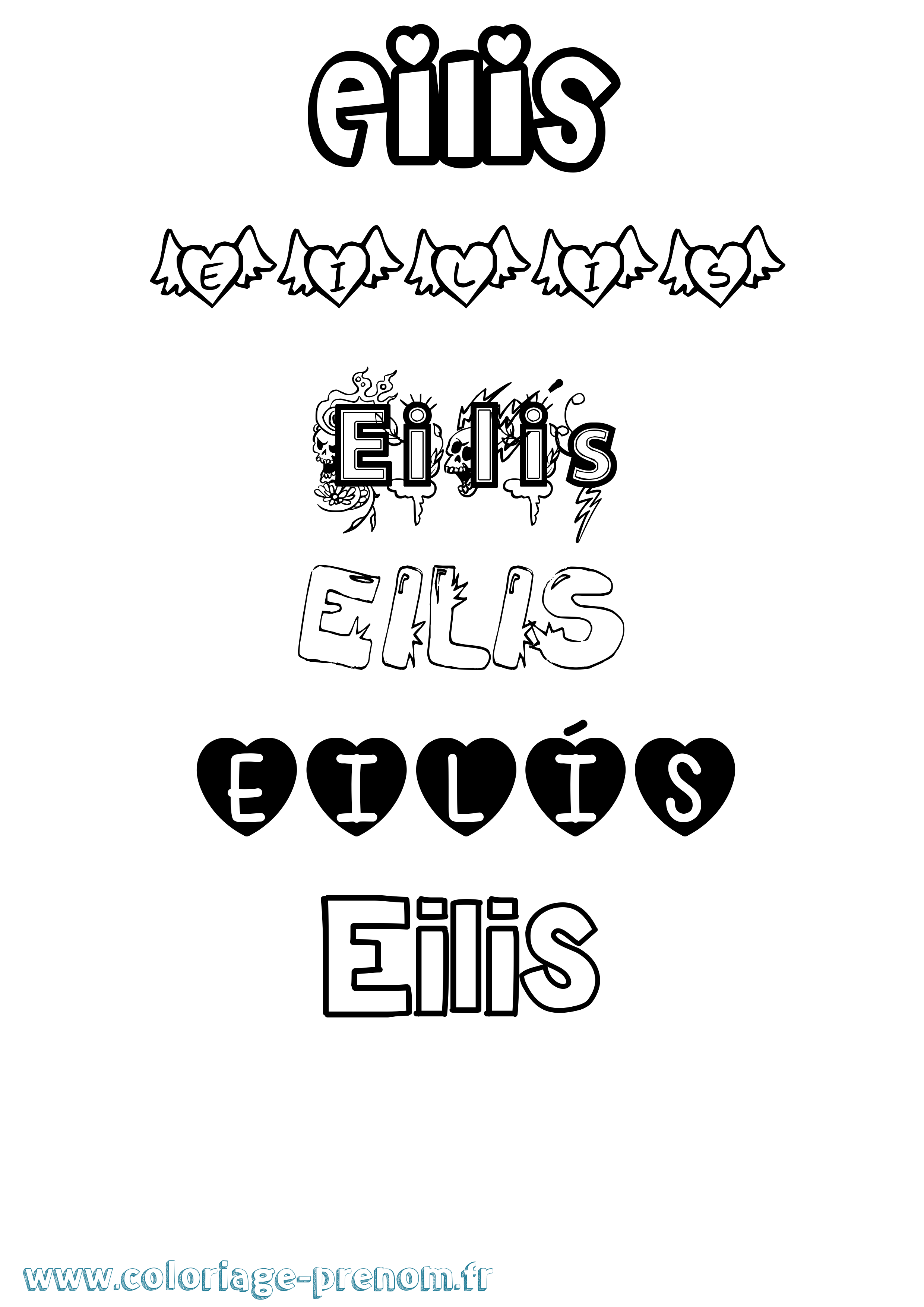 Coloriage Eilís Girly Coloriage prénom Eilís Girly